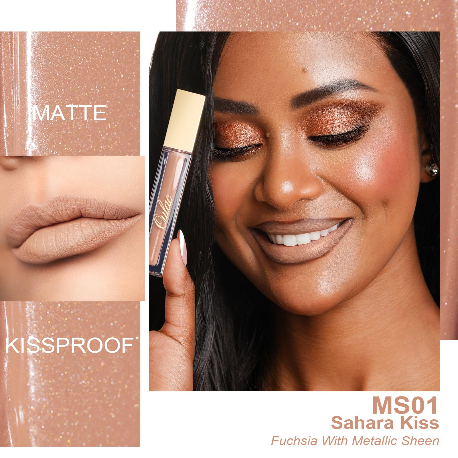 Oulac Matte Liquid Nude Lipstick for Women, Beige Brown High Impact Lip Color, Long Lasting Lipsticks, Waterproof, Creamy Formula Lip Stick with Vitamin E, Vegan & Cruelty-Free, 4.5ml (MS01)