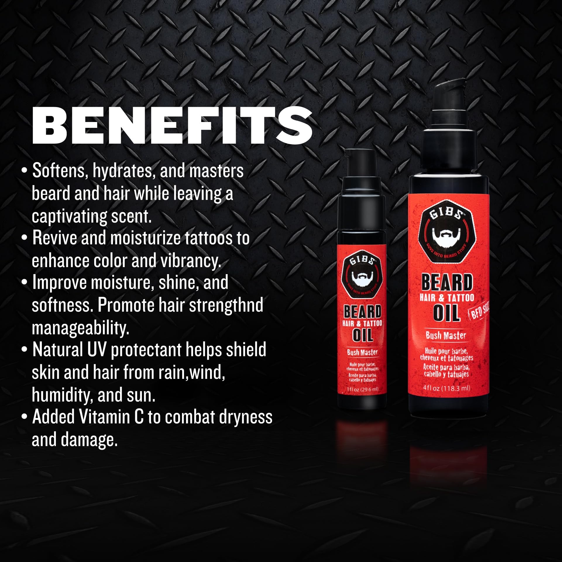 Gibs Bush Master Beard, Hair and Tattoo Oil, 1 Ounce