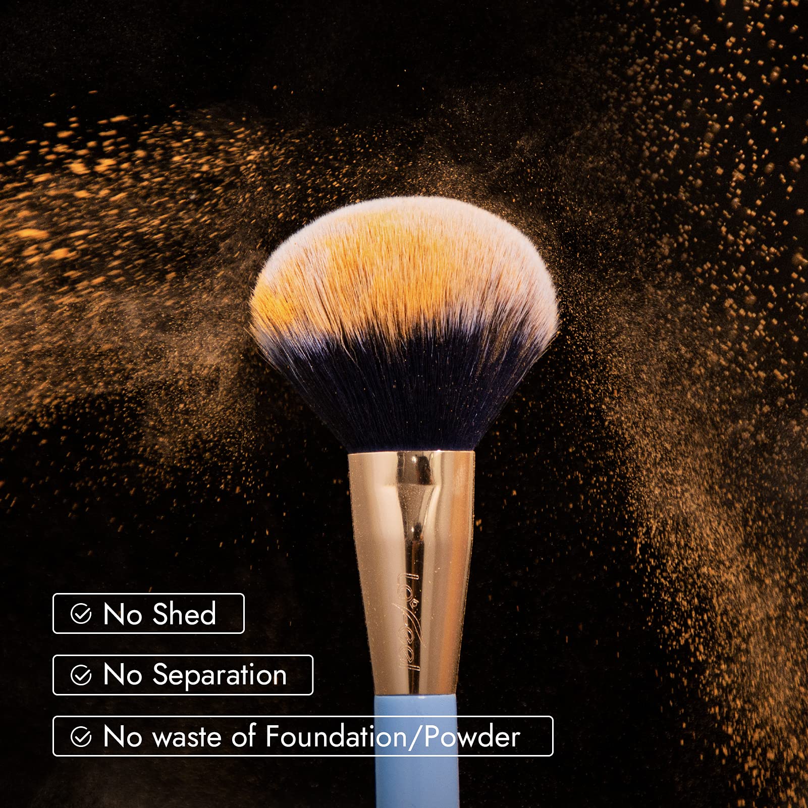 Enther & LaFeel Makeup Brush Set, Premium Cosmetic Wood Handle Brushes 12pcs for Foundation Blending Blush Concealer Eye Shadow, Cruely-Free Synthetic Fiber Bristles, Blue Collection