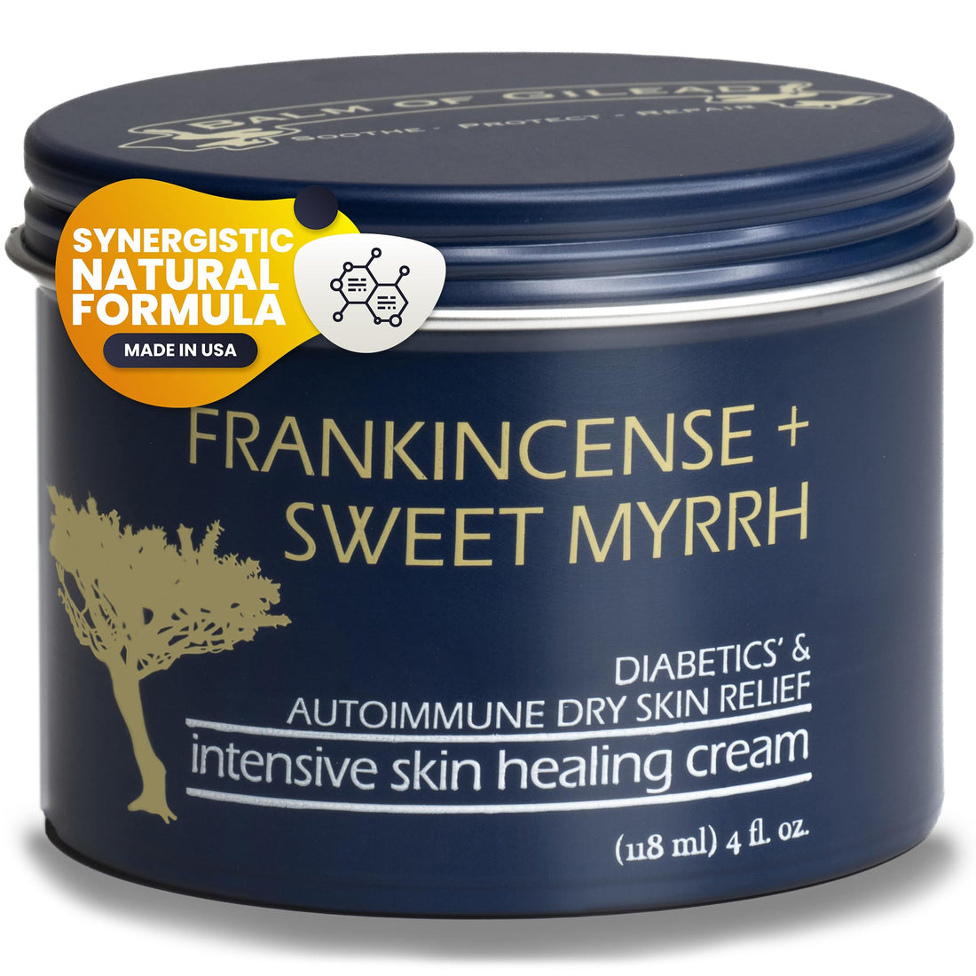 BALM OF GILEAD Foot Healing Cream – Frankincense & Sweet Myrrh Moisturizer for Sensitive Skin - Relieving Foot Therapy & Diabetic Skin Healing - Deeply Nourishing & Synergistic Cream
