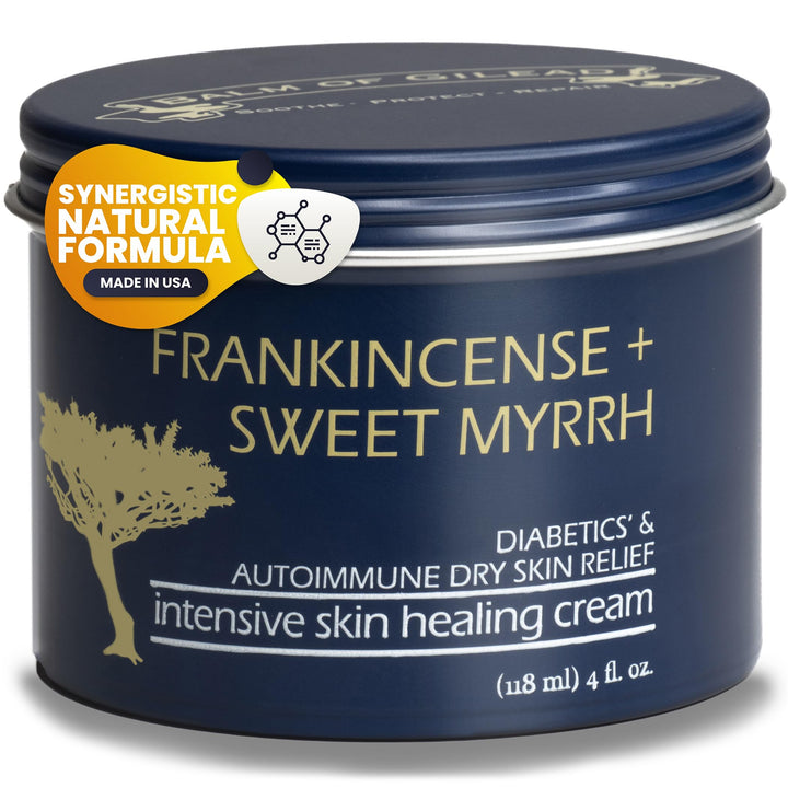 BALM OF GILEAD Foot Healing Cream – Frankincense & Sweet Myrrh Moisturizer for Sensitive Skin - Relieving Foot Therapy & Diabetic Skin Healing - Deeply Nourishing & Synergistic Cream