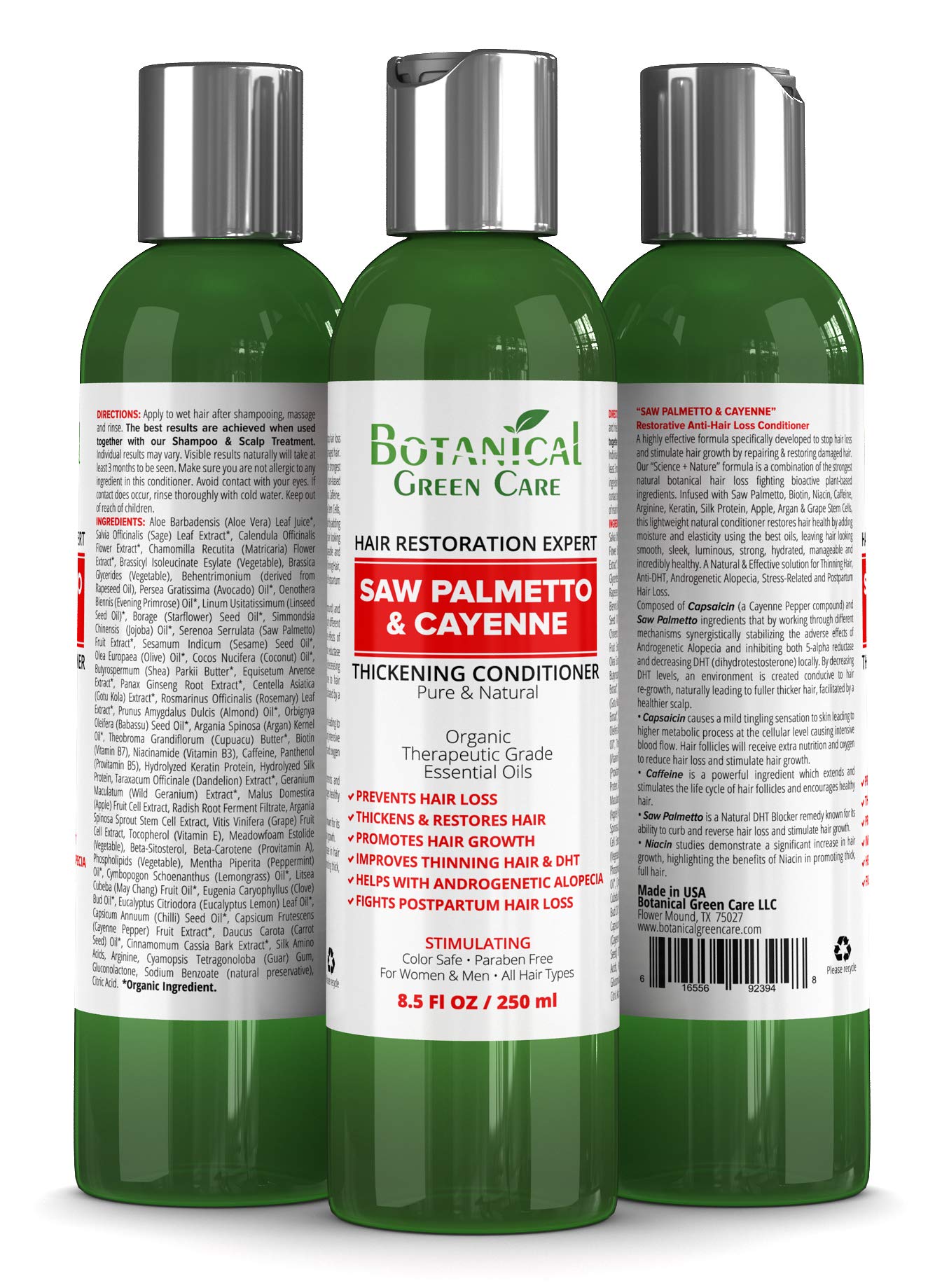 Saw Palmetto & Cayenne Hair Growth Anti-Hair Loss CONDITIONER. Alopecia Prevention and DHT Blocker. Doctor Developed. NEW 2019 FORMULA!