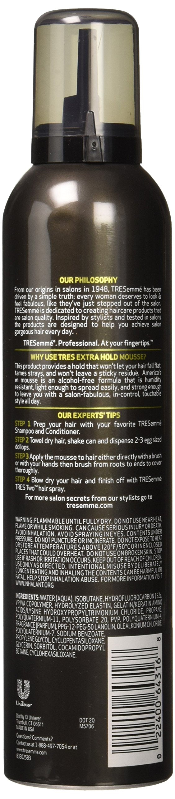 TRESemme Two Hair Mousse Extra Hold 10.5 Oz(Pack Of 6)