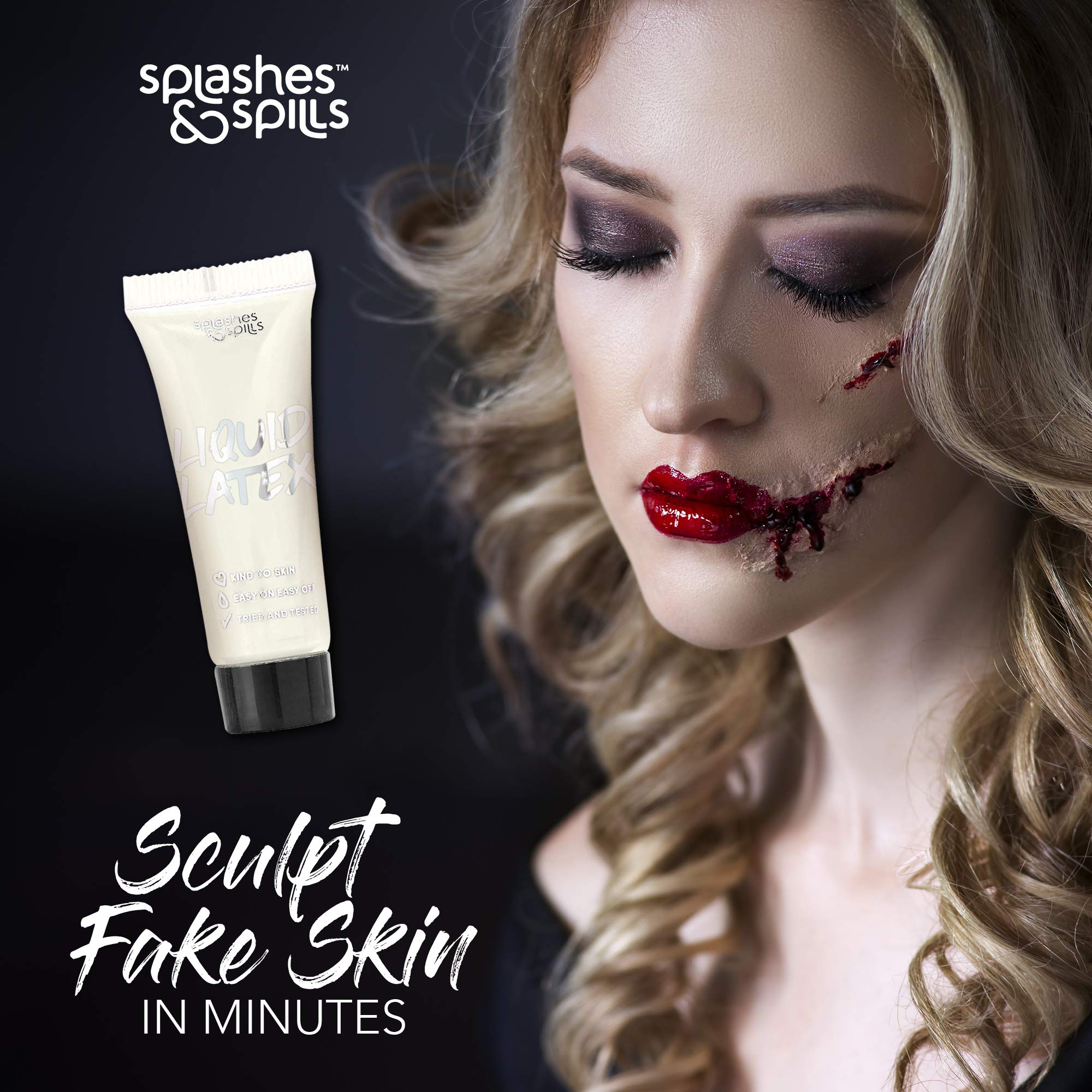 Liquid Latex Face and Body Paint - Special Effects, Costume and Halloween Makeup - Safe for all Skin Types - Easy On and Off - 30ml - by Splashes & Spills
