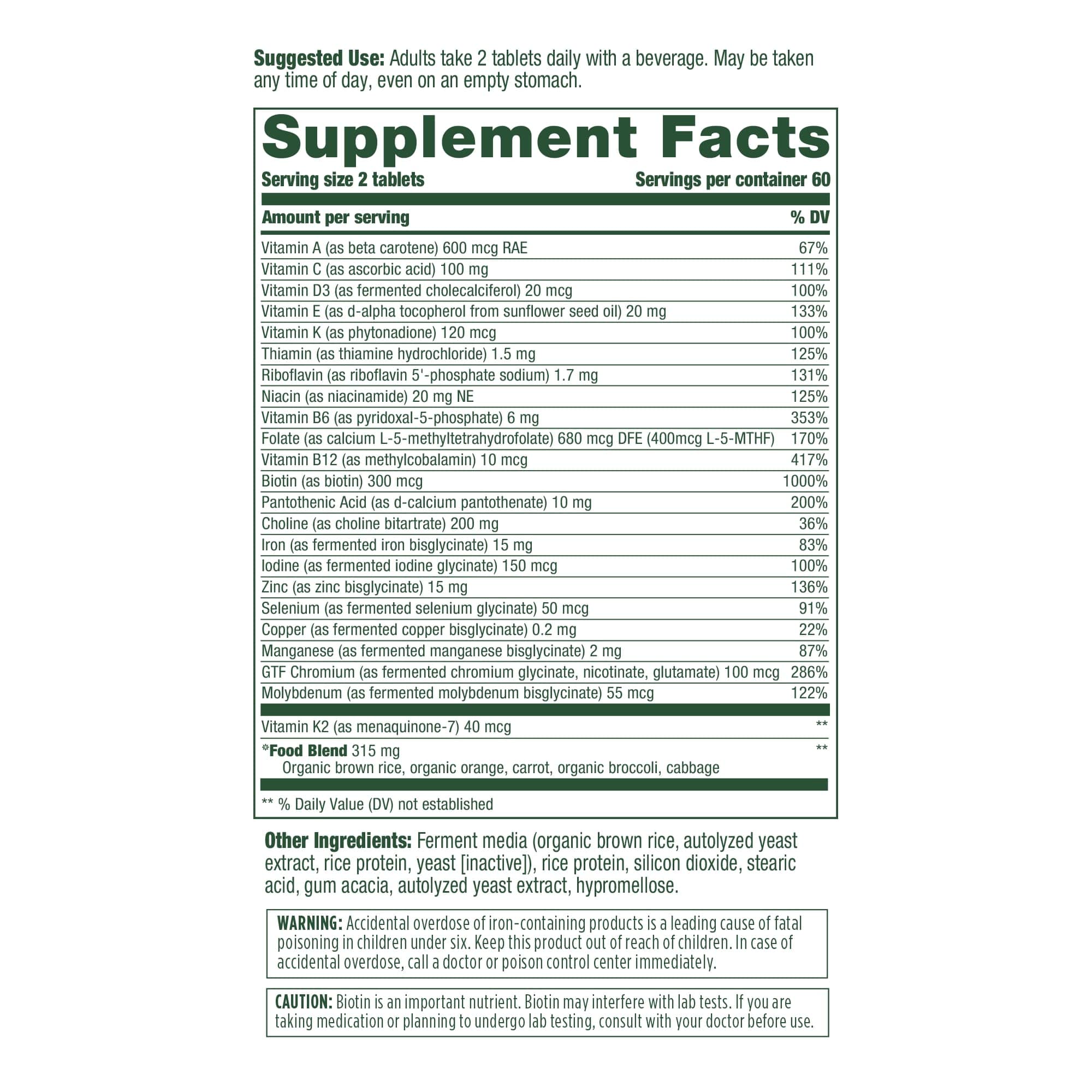 MegaFood Women's Advanced Multivitamin for Women - Doctor-Formulated With Iron, Choline, Vitamin D, Vitamin C & Zinc - Brain Health - Immune Support - Non-GMO - Vegetarian - 120 Tabs (60 Servings)