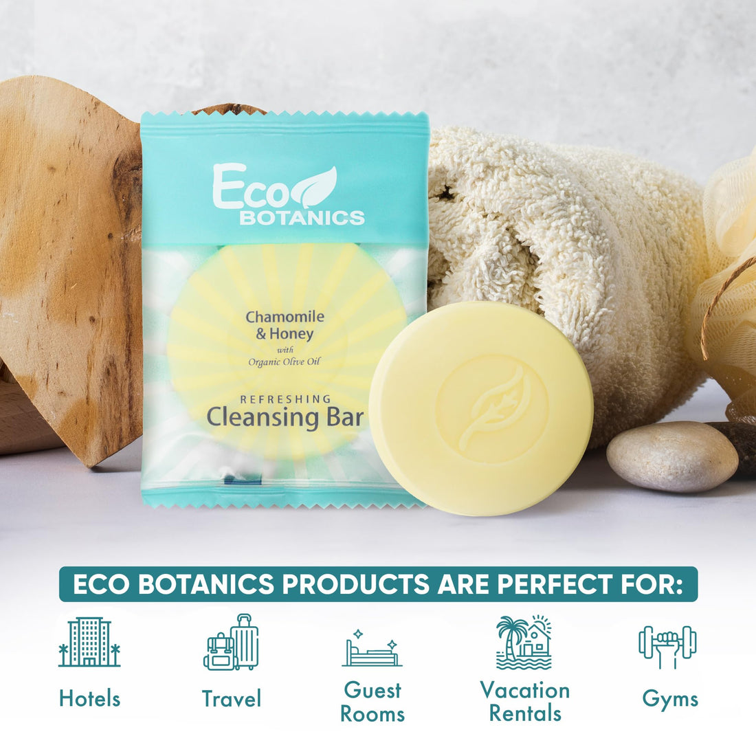 Eco Botanics Travel-Size Hotel Cleansing Bar Soap 0.5 oz (Case of 100)