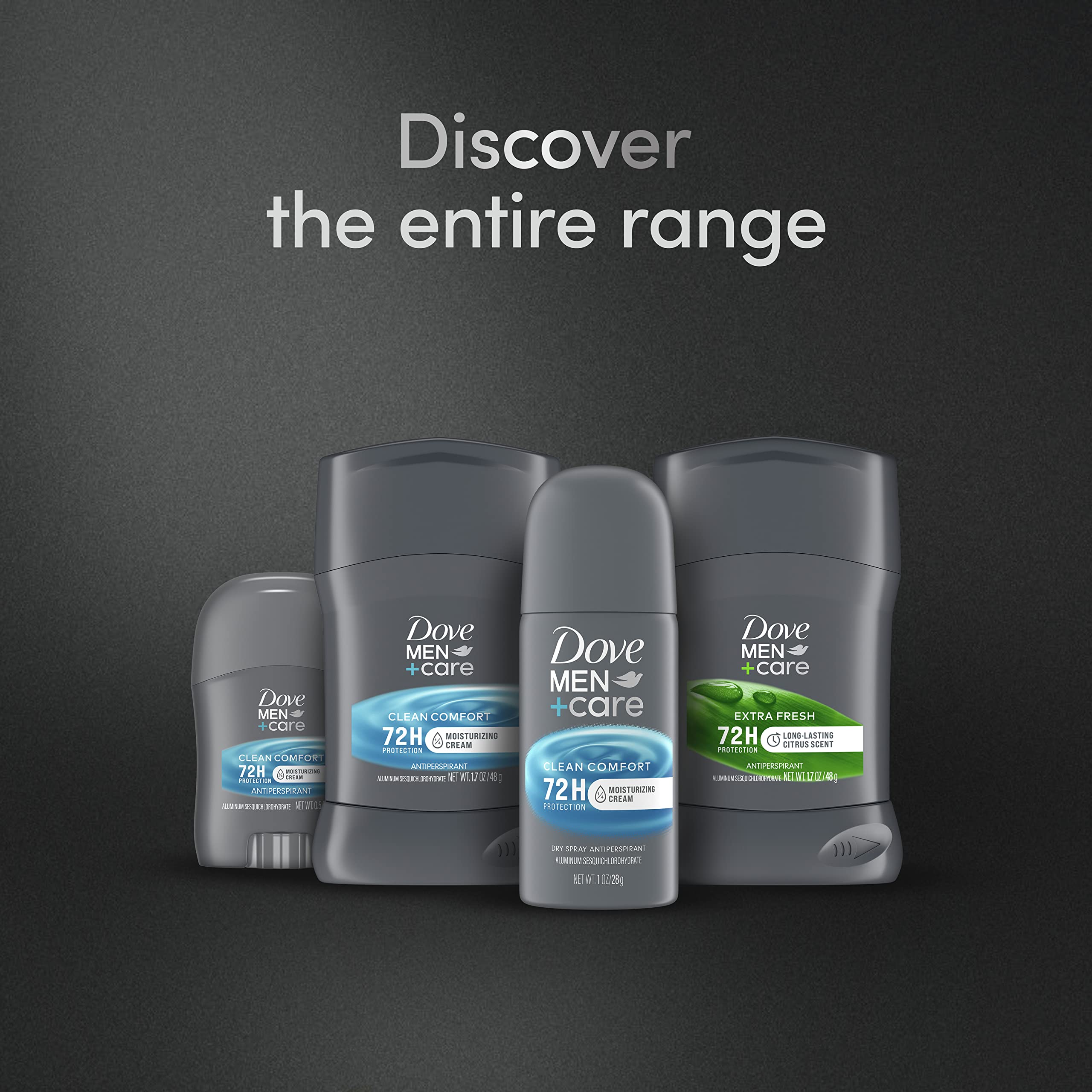 Dove Men+Care Antiperspirant Deodorant Dry Spray Clean Comfort 24 count For Men 72-hour Sweat and Odor Protection with Triple Defense Technology 1 oz