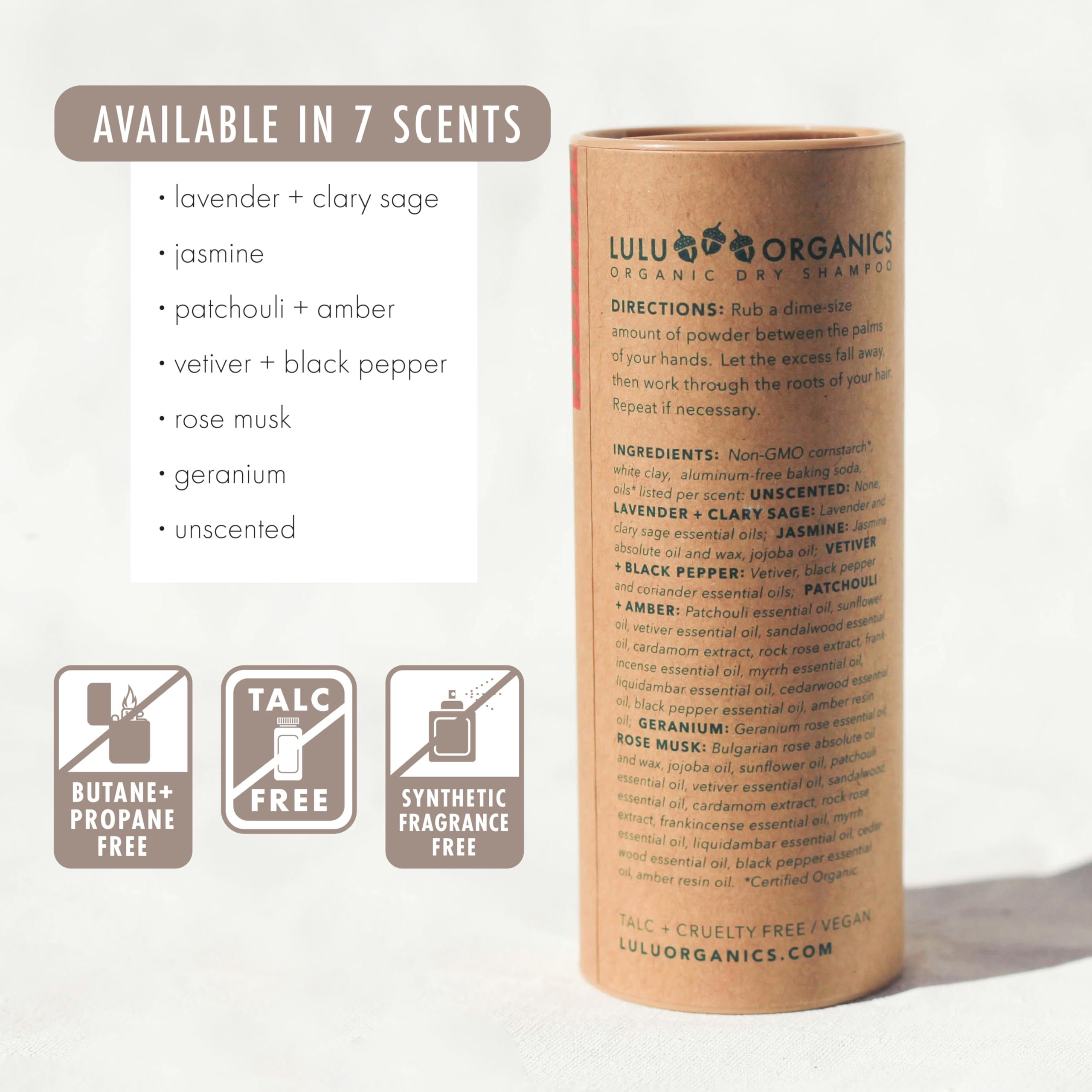 Lulu Organics Hair Powder - Vetiver/Black Pepper 4 oz