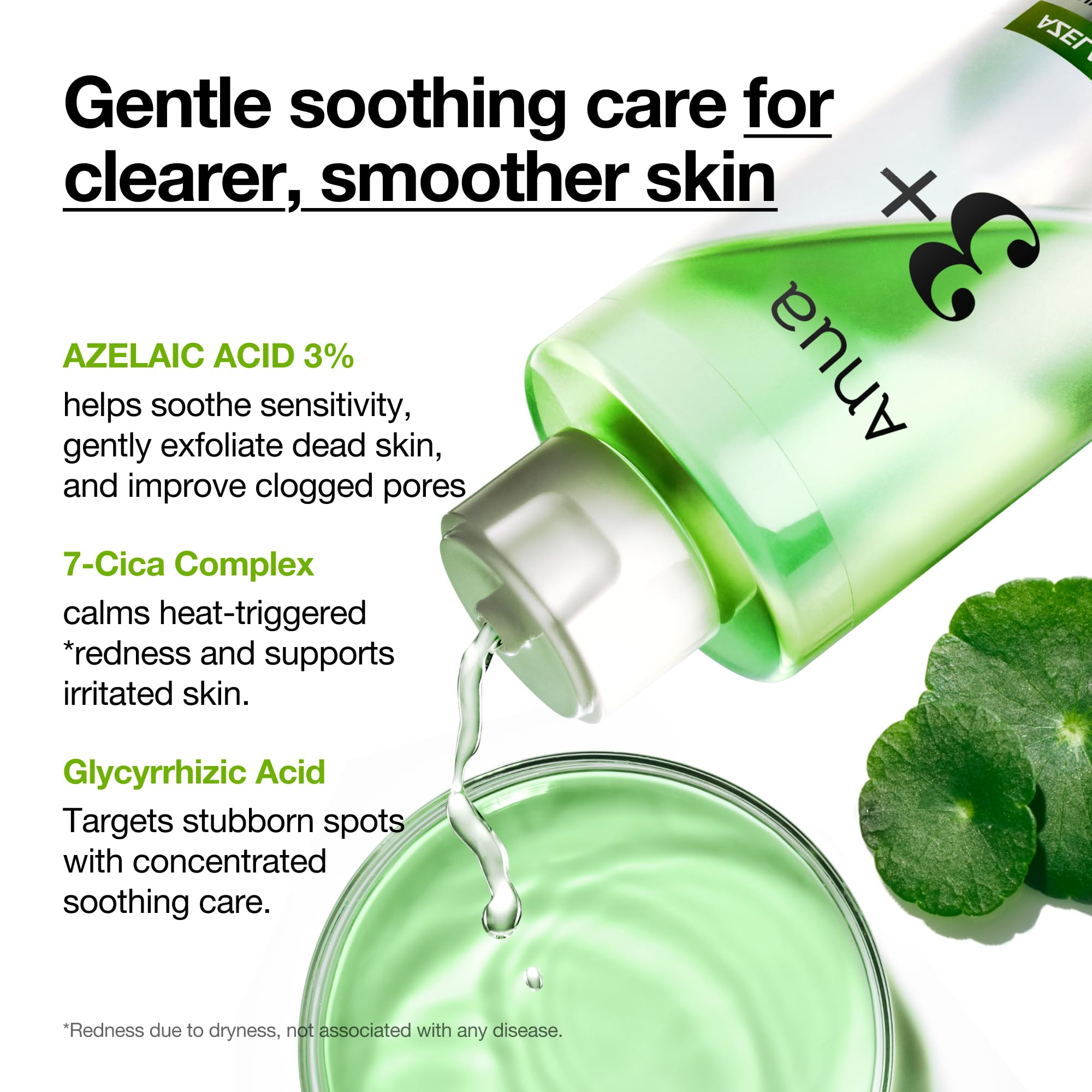 Anua Azelaic Acid 3 CICA Skin Claryfing Toner, Soothing & Clear Care, with Salicylic Acid & Azelaic Acid, Sebum & Spot Care, Suitable for Sensitive Skin, Korean Skin Care (250ml / 8.45 fl.oz.)