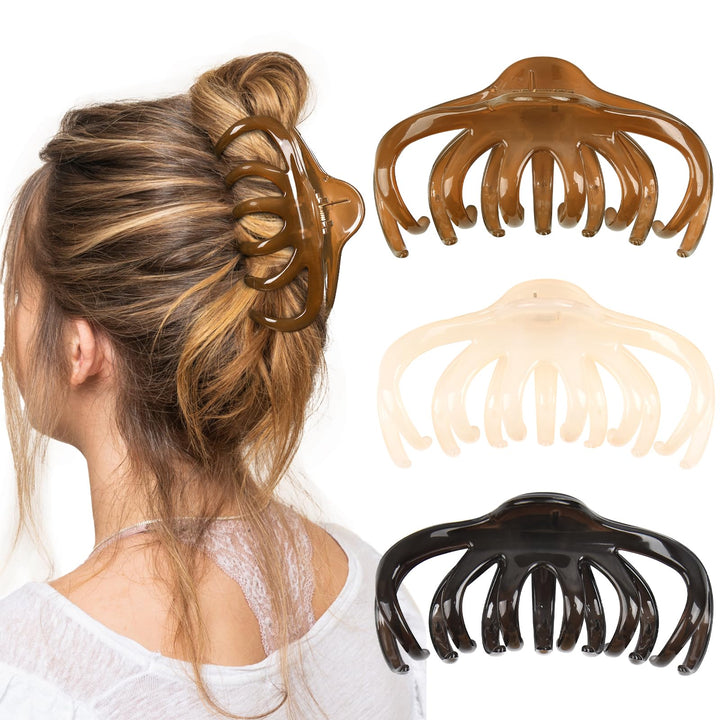 Yanibest 5.1 Inche Large Octopus Hair Claw Clips Non-Slip Ponytail for Women Thick Hair and Long Hair Chic Hair Styling Accessories for Girls, 3 pcs
