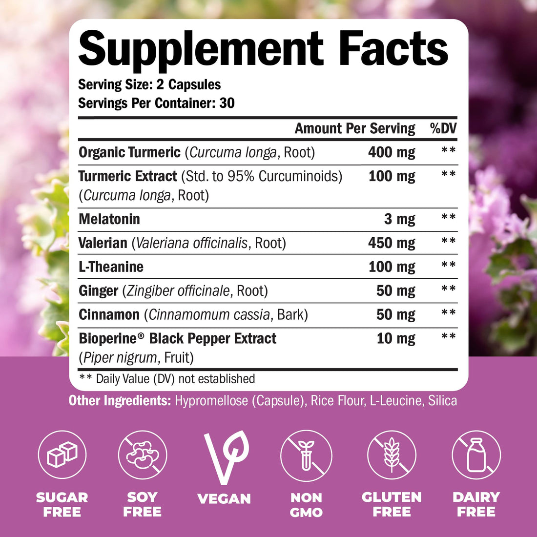Turmeric Supplement - Turmeric Curcumin with Black Pepper, Melatonin 3mg & Valerian. Natural Sleep Aid for Adults with L-Theanine, Ginger, Valerian Root Capsules. Aids Relaxation and Mood. 60 Capsules