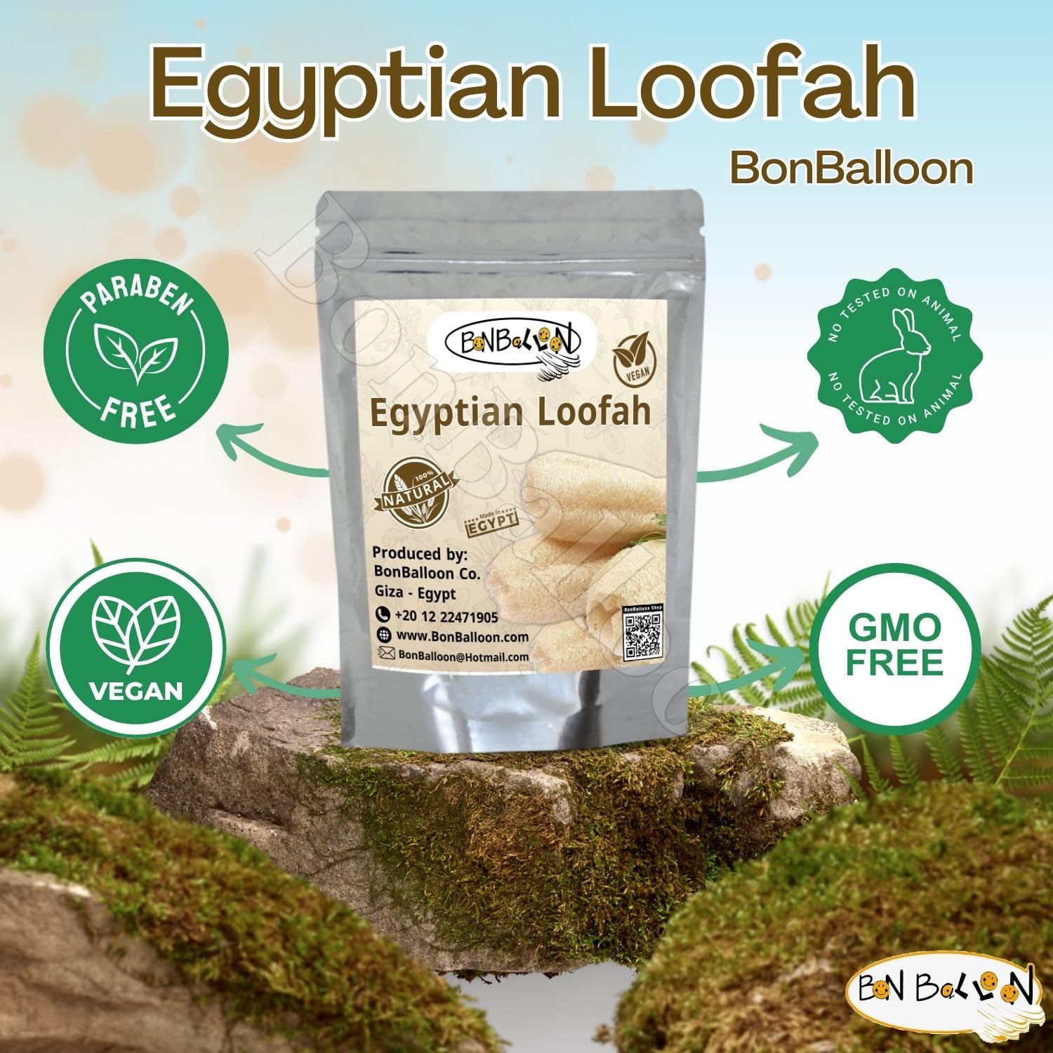 1 Pcs Egyptian 21.5 Loofah Luffa Loffa Lofa Loofa Scrubber Sponge 100% Natural Organic SPA Beauty Bath Body Luxurious Premium Quality for Skin exfoliating