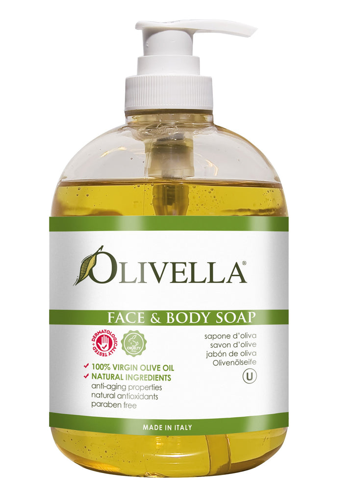 Olivella Face and Body Soap Made from Italian Virgin Olive Oil, Net 16.9 Fl. Oz. by Olivella
