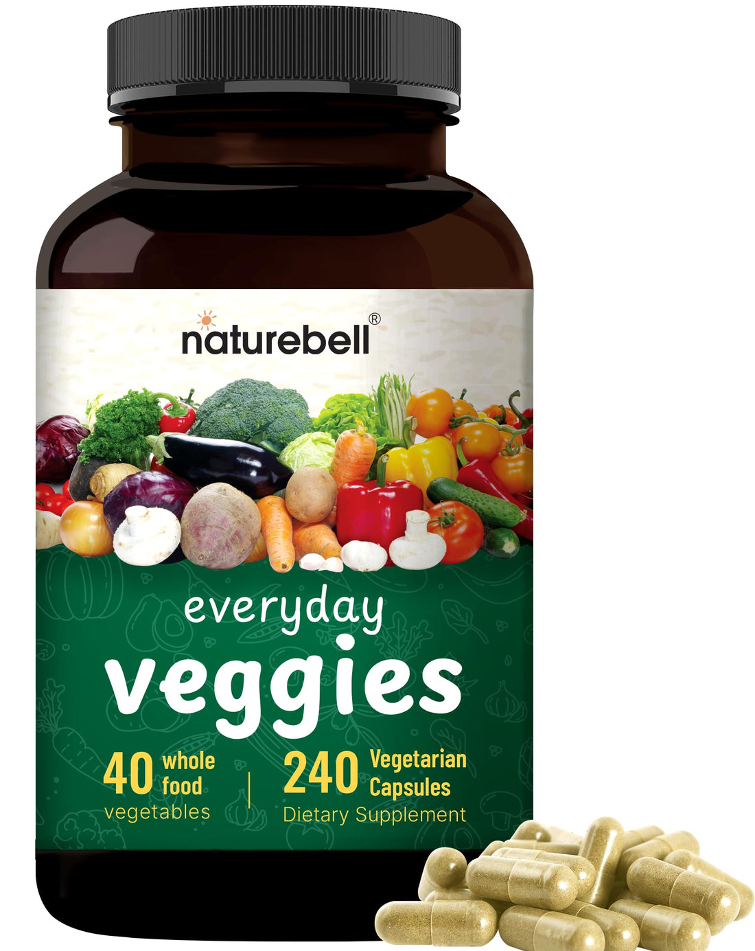 Fruit and Veggies Supplement – 480 Total Vegetarian Capsules | Balance of Natural 40 Whole Fruits & Veggies Blend | Fresh Superfood Formula with Vitamins and Minerals – Non-GMO
