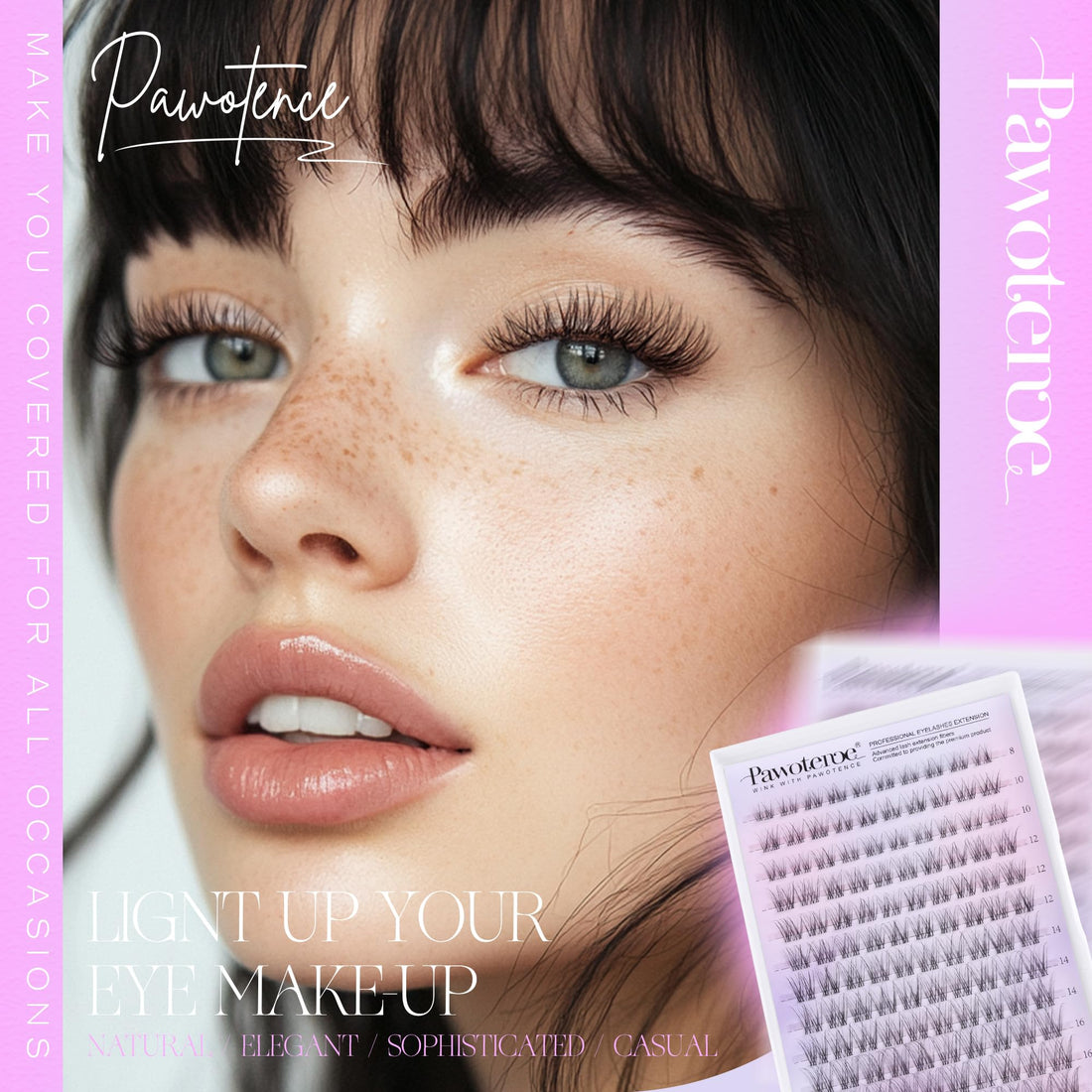 Pawotence Wispy Lash Clusters Natural Eyelash Clusters Invisible Band Individual Lashes 8-16mm Cluster Lashes Extension DIY Soft Comfortable False Eyelashes Cluster Natural Look