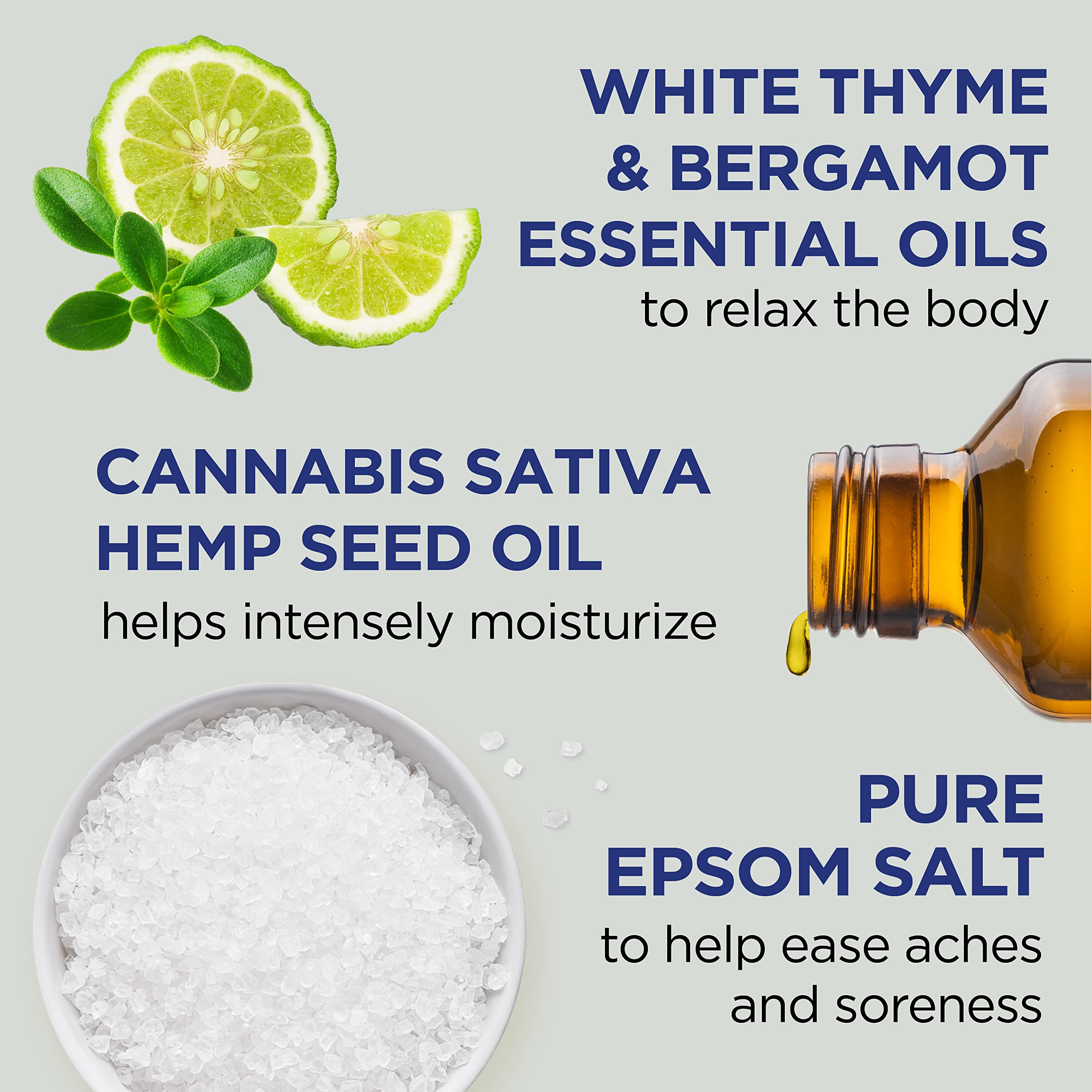 Dr Teal's Epsom Salt Magnesium Soak, Cannabis Sativa Hemp Seed Oil, 3 lbs (Pack of 4)