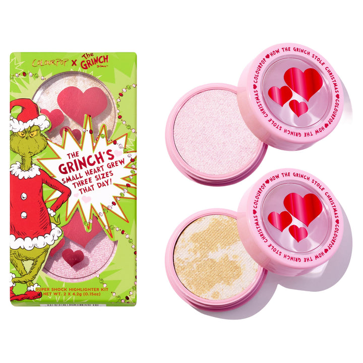 ColourPop x The Grinch Change of Heart Super Shock Highlighter Makeup Kit - Vegan, Cruelty-Free Makeup Highlighter Set with a Luminous Finish - Limited Edition, Holiday Beauty Gift Set (2 Count)
