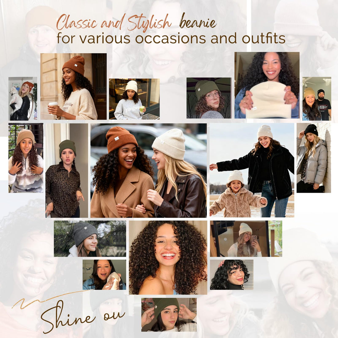 YANIBEST Womens Satin Lined Knit Beanie Hat Acrylic Winter Hats for Women Men Silk Lining Soft Slouchy Warm Cuffed Beanie Hat