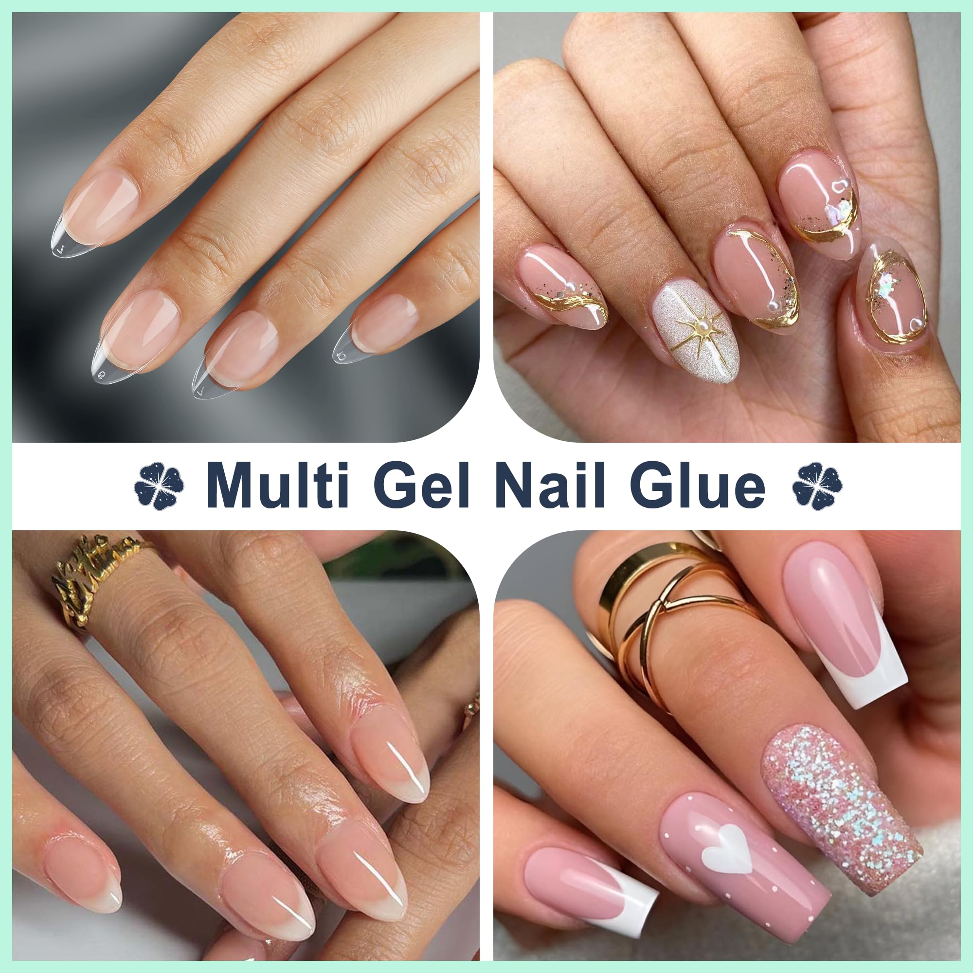 Luckyfairy Nail Glue Gel for Nail Tips, Super Strong Solid Gel Glue U V Cured Needed, 15ml Soak Off Soft Adhesive Bonding for Acrylic Nails, Nails Extension Fake Nails