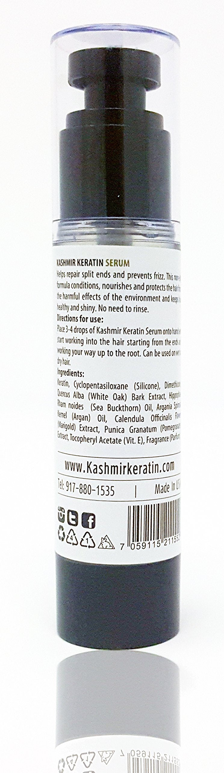 Kashmir Keratin Hair Therapy Serum Non Oily Anti Frizz NEW PRESENTATION (50ml / 1.69Fl. Oz)