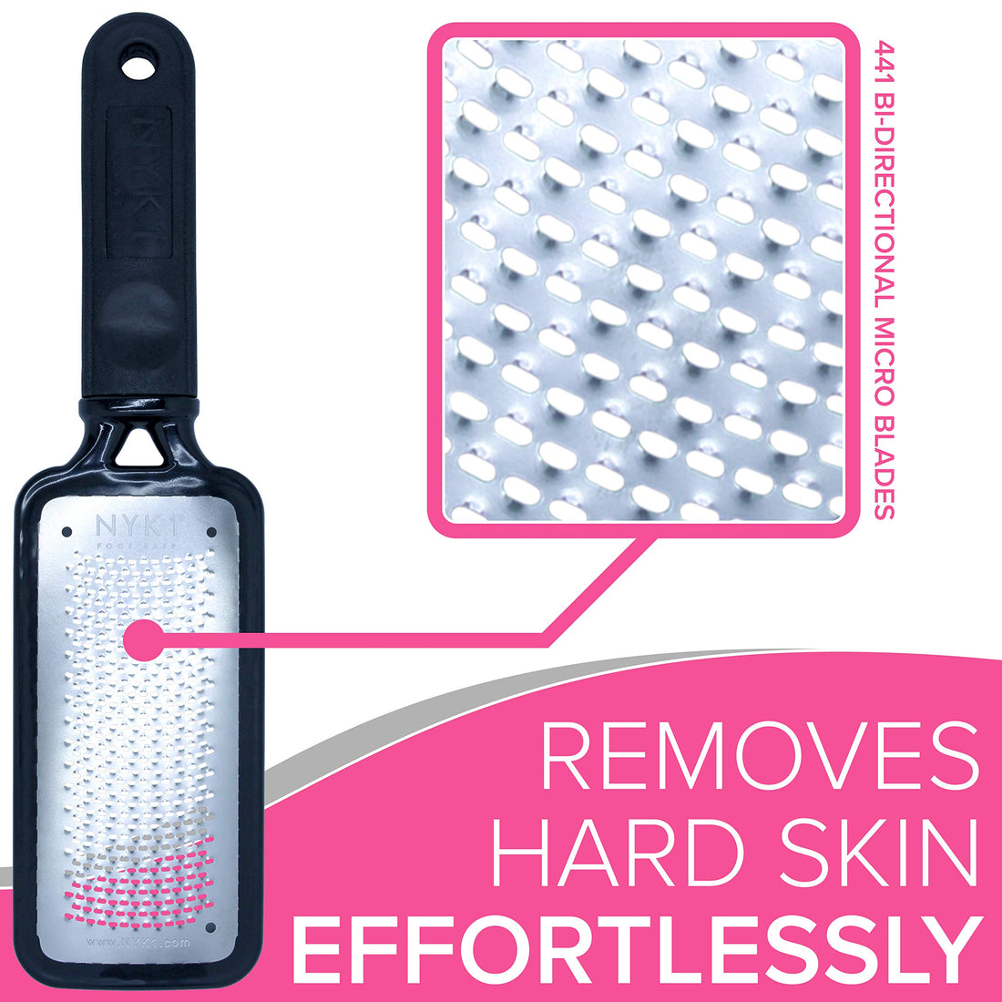 NYK1 Genuine Megafile Professional Foot File Pedicure Rasp The Original Others Are Not The Same Super Sharp Extra Large Micro Files Unique To Remove Calloused Dry Rough Dead Skin Pink MegaFile