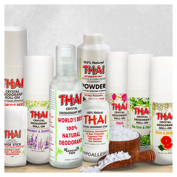 Thai 100% Natural Crystal Scented Deodorant Liquid Roll-on, No Aluminum Metals, Parabens, Propyls, or Sulfates, Cruelty Free and Environmentally Safe, Floral, 3 Fl Ounce