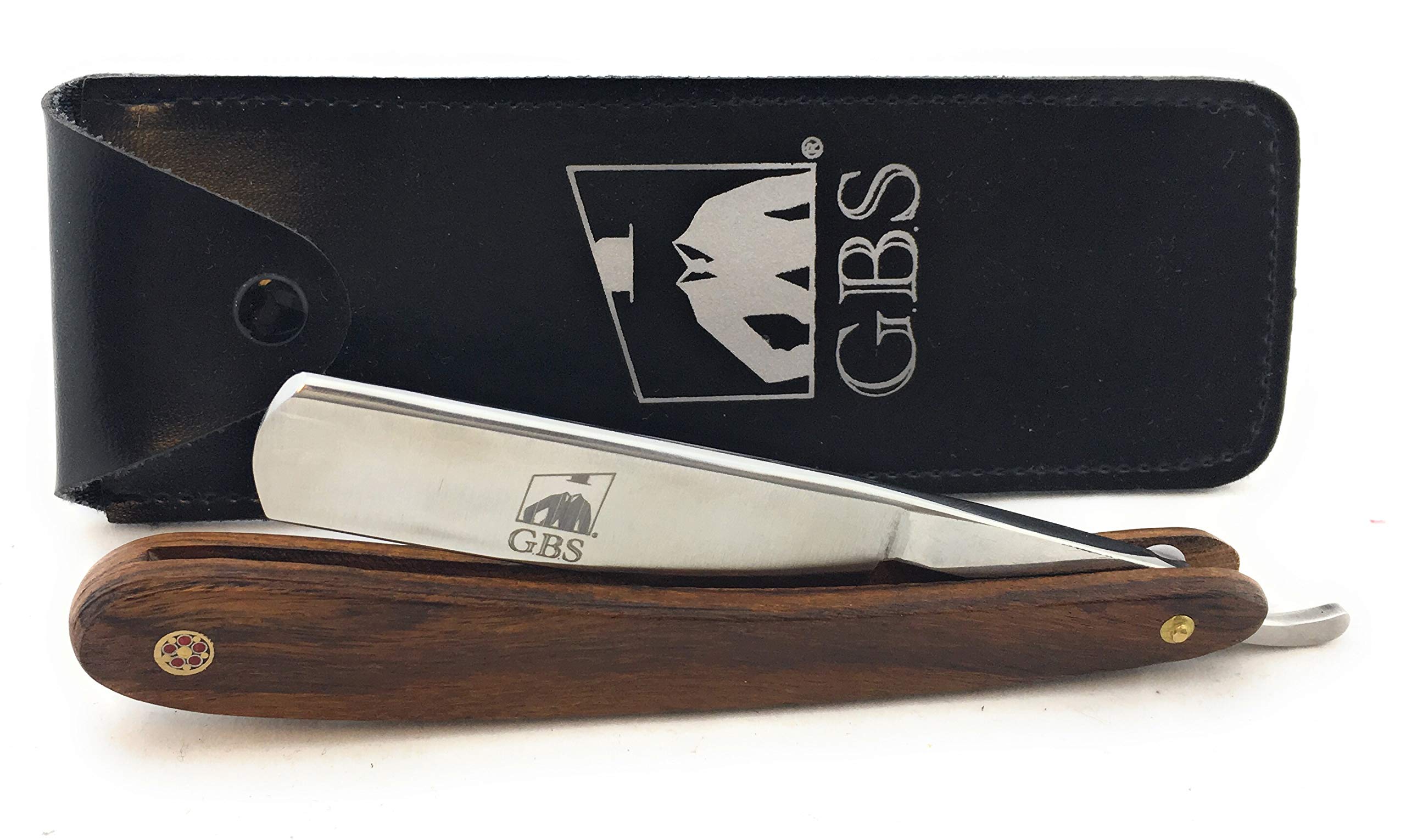 GBS New Straight Edge SHAVE READY Stainless Steel Barber Razor Folding Shaving Knife WOOD 9 5/6