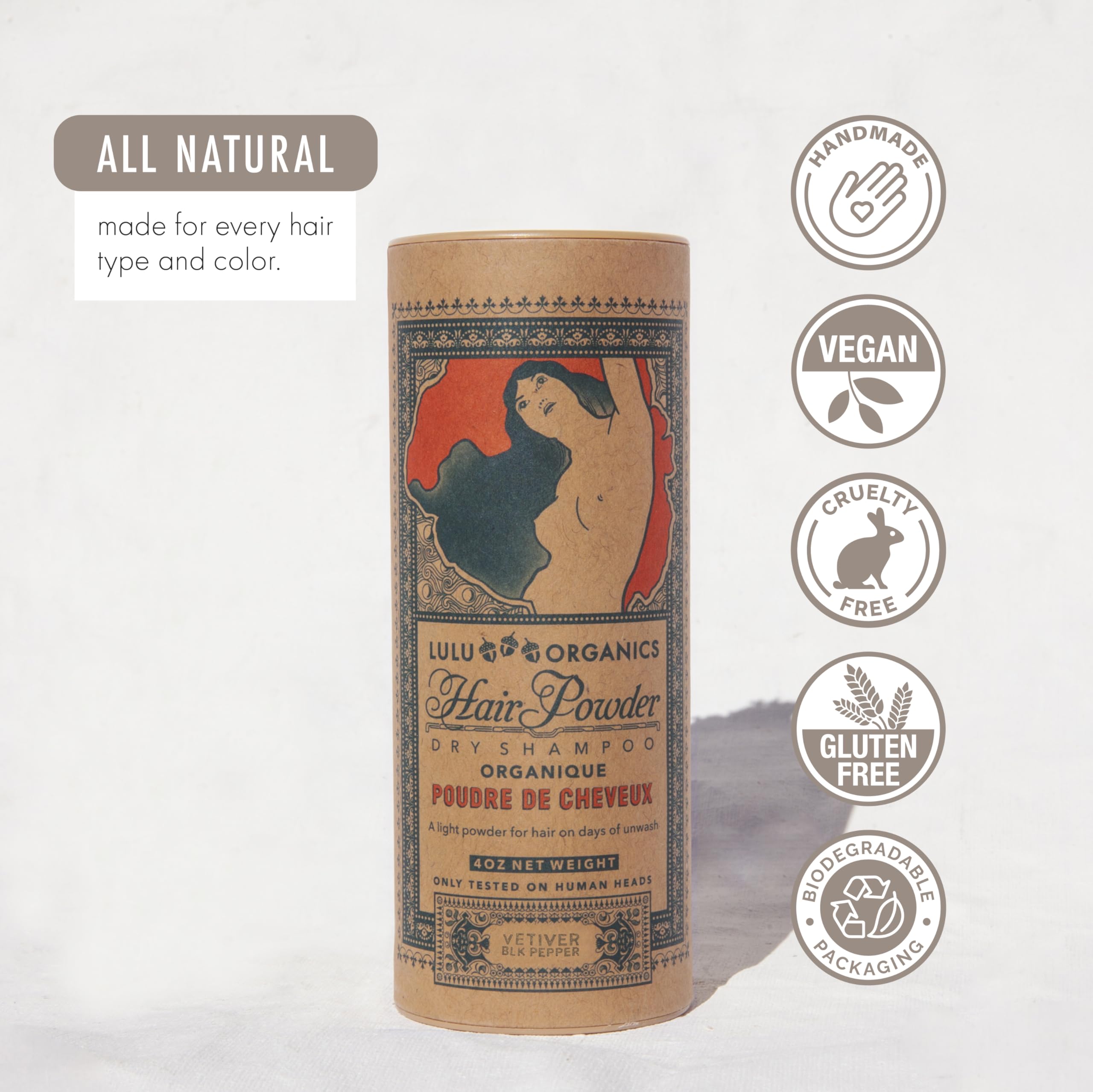 Lulu Organics Hair Powder - Vetiver/Black Pepper 4 oz