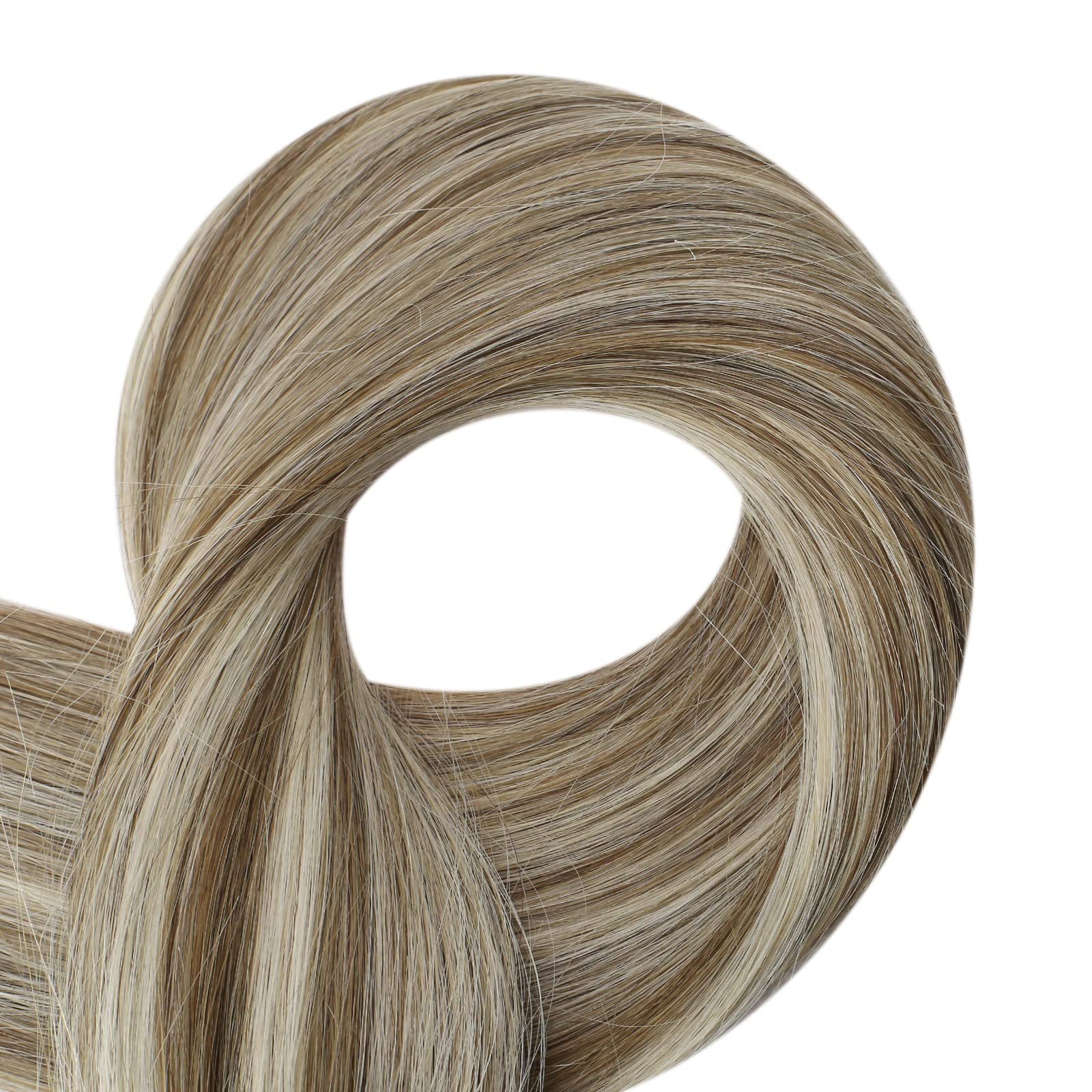 Fshine Seamless Tape Hair Extensions 14 Inch Tape in Remy Hair Highlighted Tape in Real Hair Color 8P60 Blonde Glue in Tape Hair Extensions 50 Grams Straight Hair 20Pcs