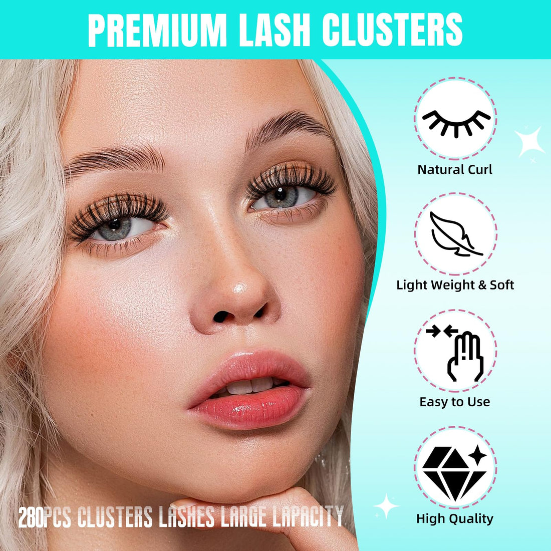 Lash Clusters Wispy 280PCS Eyelash Extension 70D Cluster Lashes Individual Lashes DIY Lash Extension Natural Look Cluster Eyelash Extensions Soft False Eyelashes at Home for Beginners(12mm)