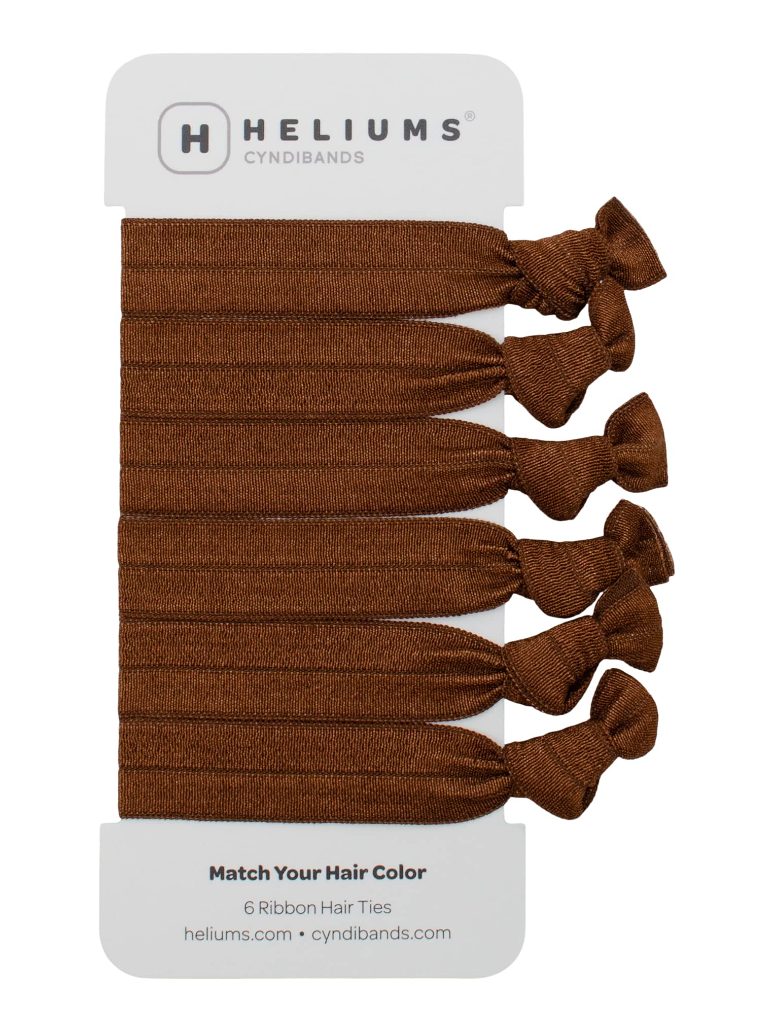 6 Medium Brown (Chocolate) : Cyndibands Knotted Less Crease Ribbon Gentle Elastic Hair Ties 6-Pack - Medium Brown (Chocolate)