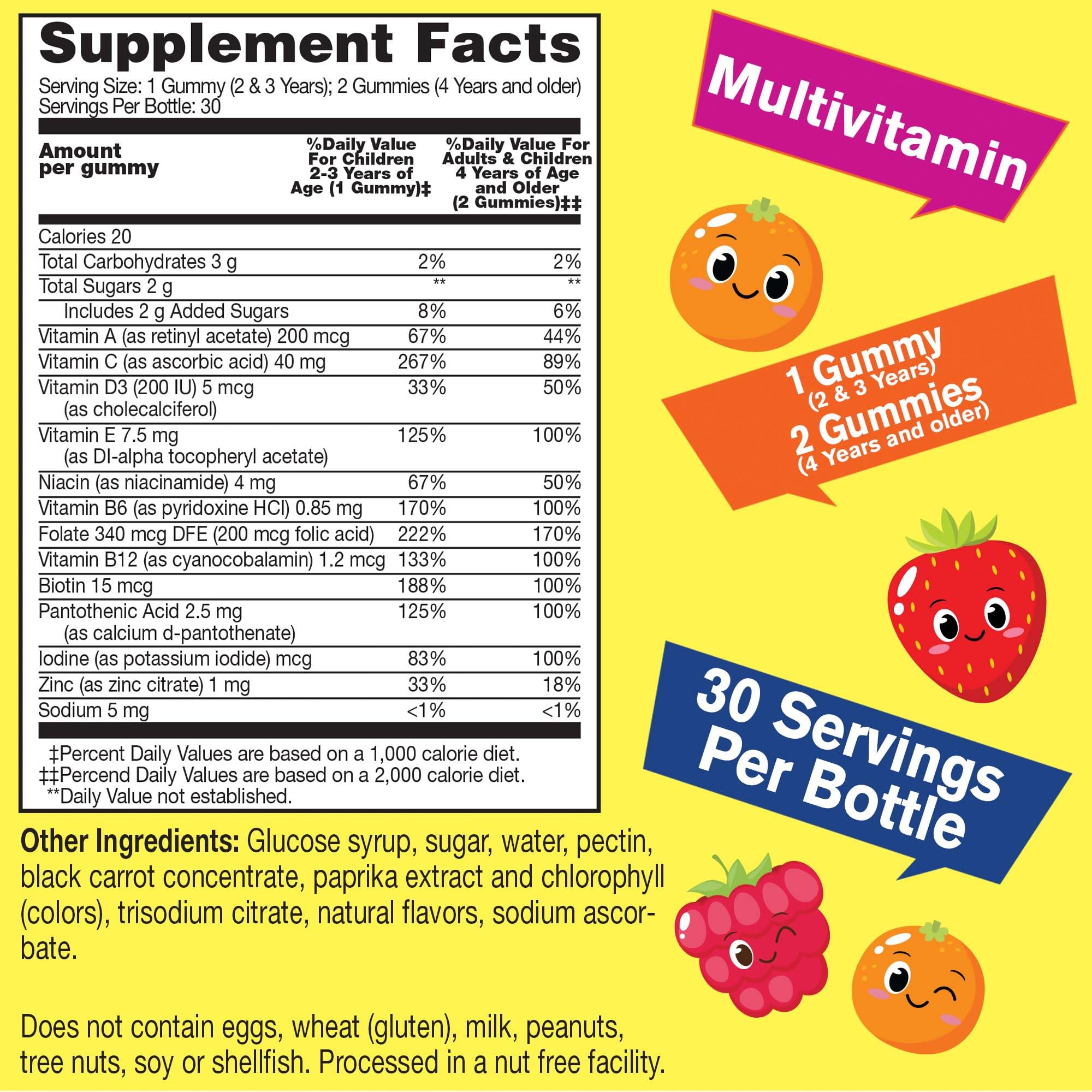 WellYeah Kids Multivitamin Gummies | Vitamin C, D3, E, A, B6, B12, Biotin, Zinc, Folic Acid, Iodine, and Niacin | Immune and Energy Support | Orange and Berry Flavor | 60 Count
