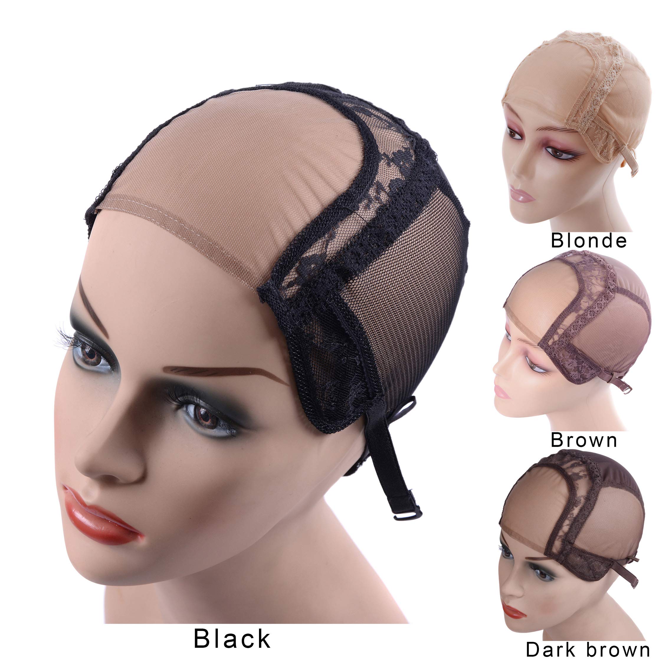 yantaisiyu S, Black: 44 U Part Wig Caps With Lace Net For Making Wigs With Adjustable Straps Mesh Wig Cap(Black S)