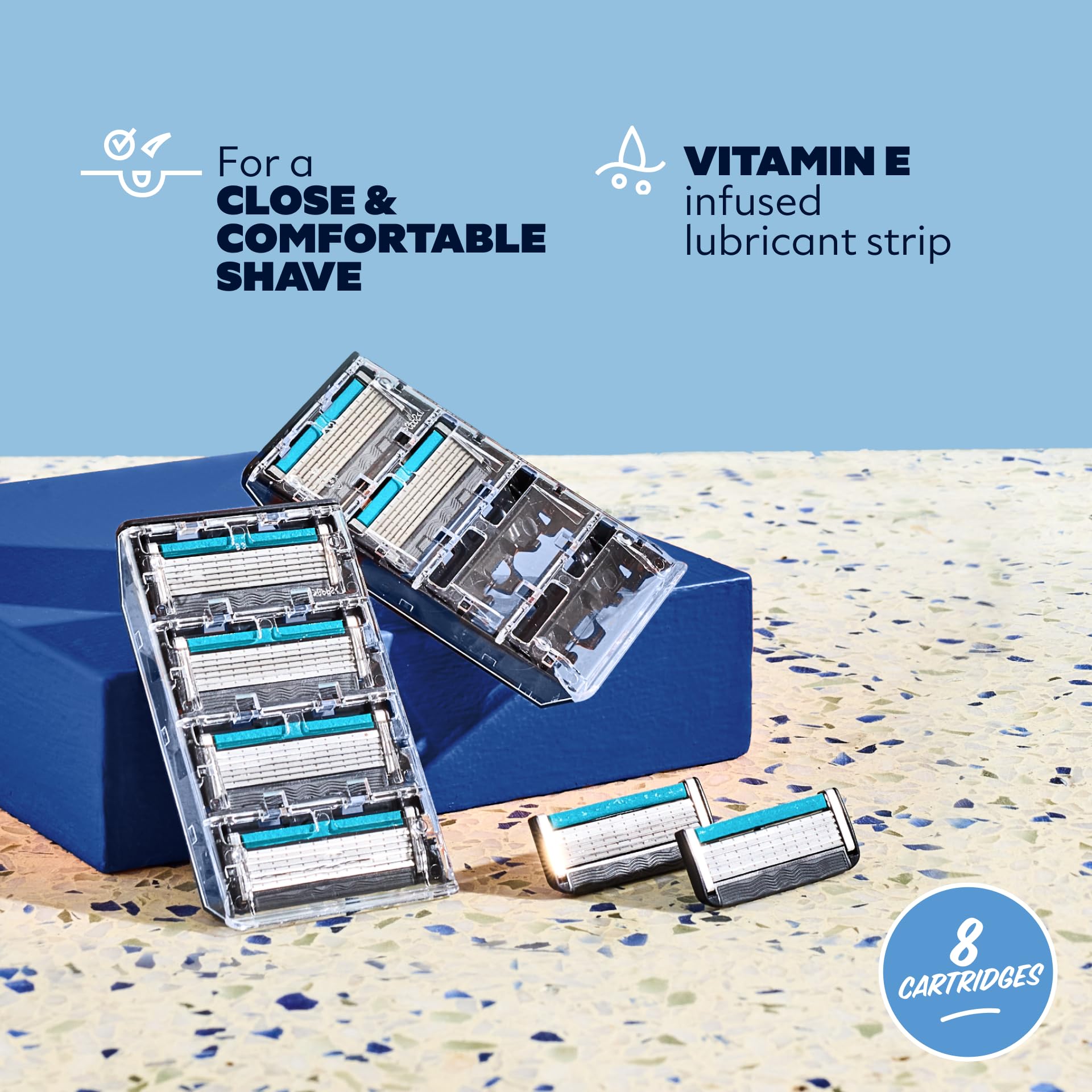 Dollar Shave Club | 6 Blade Razor Refills (8 Pack) | 6 Stainless Steel Blades for a Close & Comfortable Shave