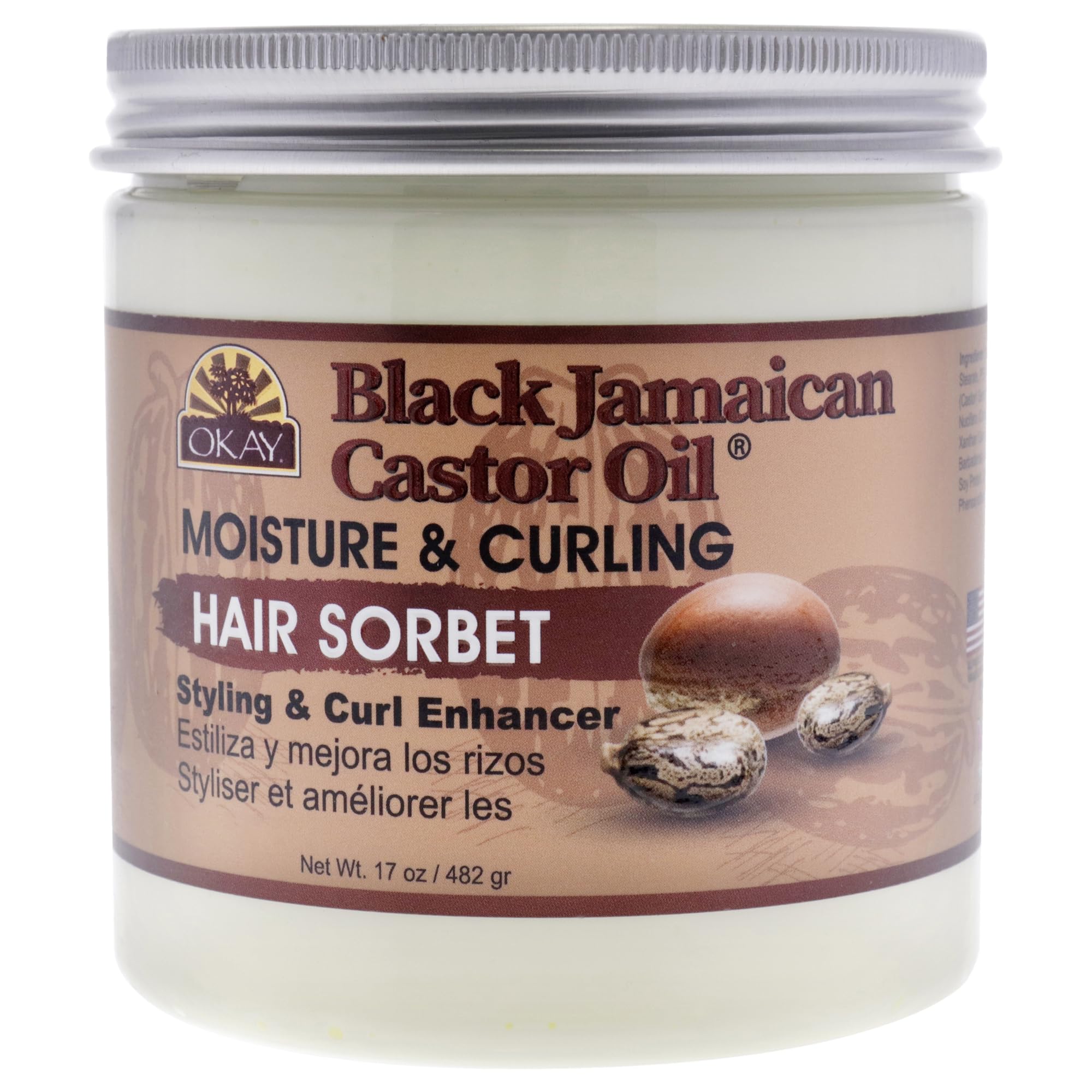 Okay black jamaican castor oil moisture & curling hair sorbet 17 ounce, White, 17 Ounce