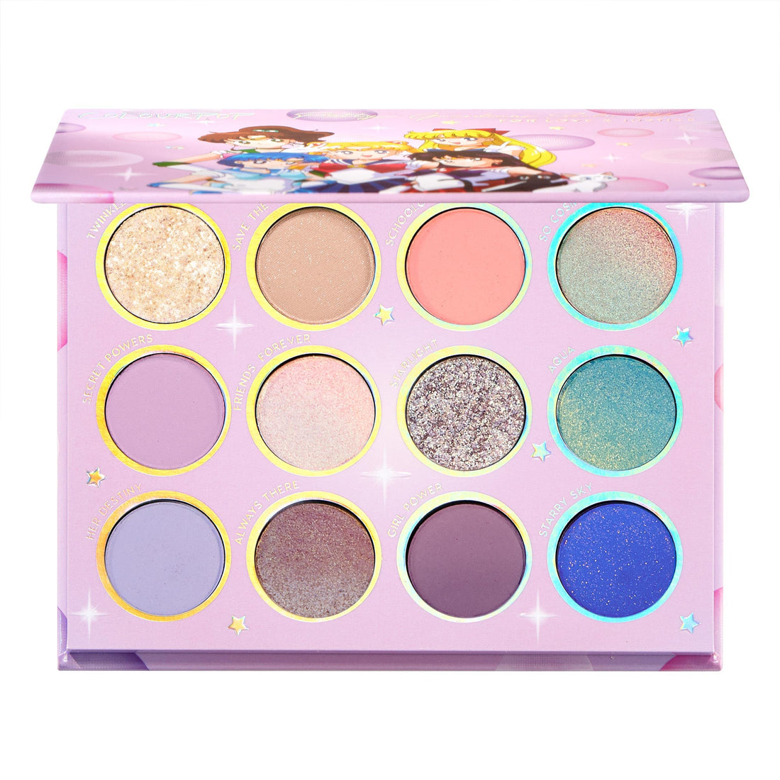 ColourPop x Sailor Moon For Love & Justice Eyeshadow Palette - Celestial Makeup Palette with Duo-Chrome, Metallic, Matte Finishes, Matte Sparkle & Glitter Finishes (0.5 oz)