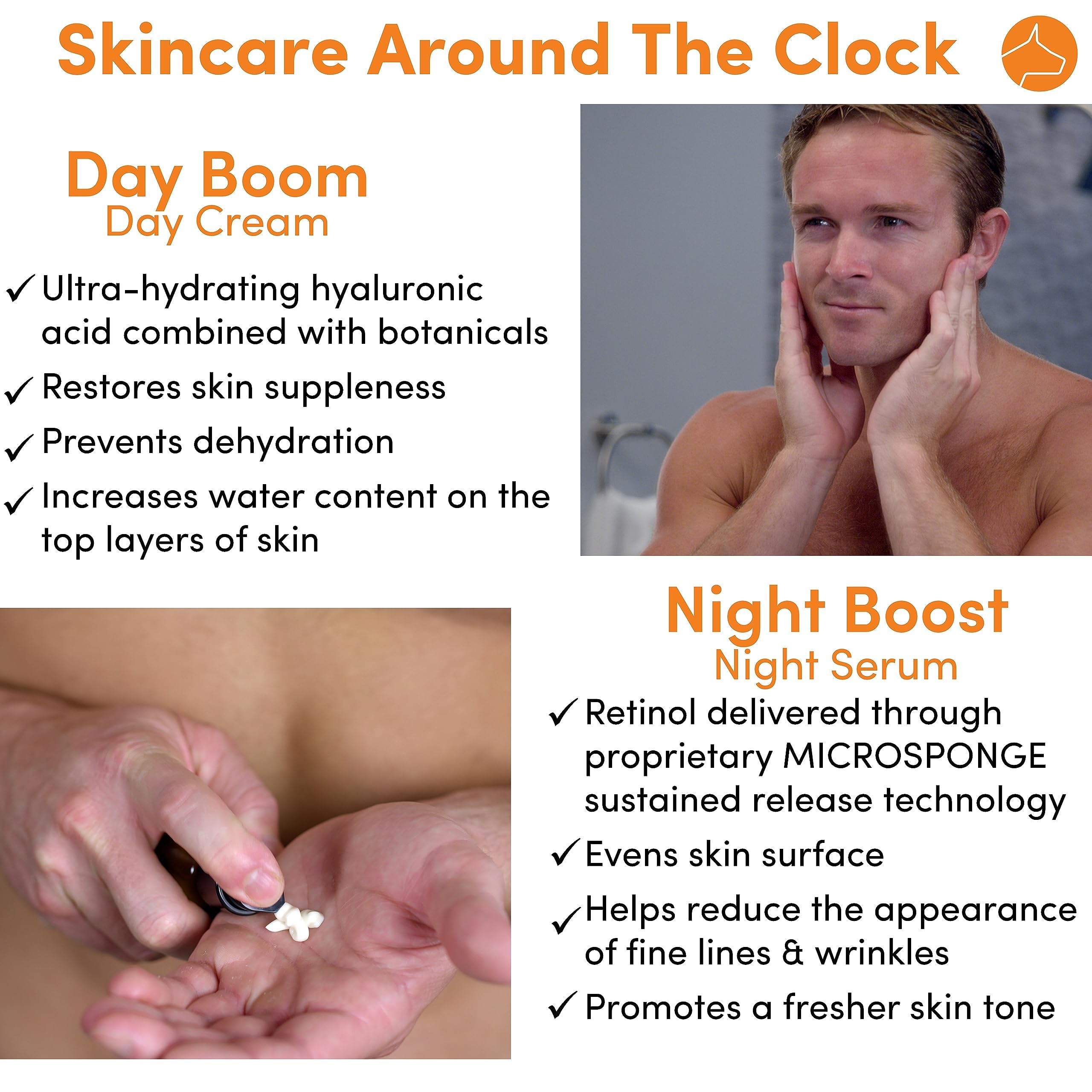 Dogface Deluxe Kit- Men's Red Light Facial Brush, Silicone Bristles Exfoliate & Cleanse, Hyaluronic Acid Moisturizes & Hydrates, Retinol Night Serum- Technobrush, Wakeup Gel, Day Boom & Night Boost