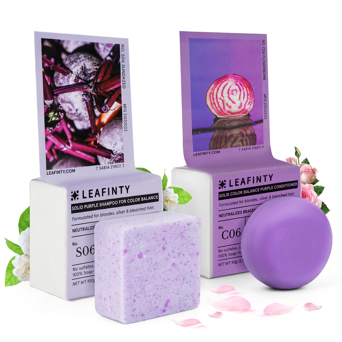 Leafinty Shampoo and Conditioner Set | Bar Shampoo and Conditioner for Blonde Brown and Gray Hair| Vegan & Natural | Shampoo Bar | Shampoo and Conditioner 6.7oz (Sundazed Scent)
