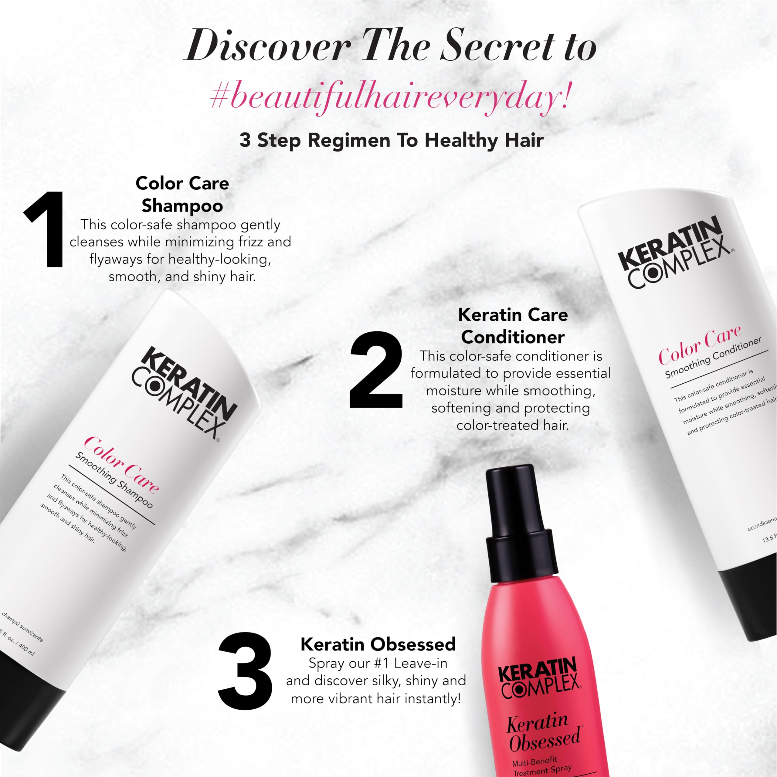 Keratin Complex - KCEXPRESS Treatment Aftercare Kit - 13.5 fl oz Color Care Shampoo, 13.5 fl oz, Color Care Conditioner 13.5 fl oz, Keratin Obsessed