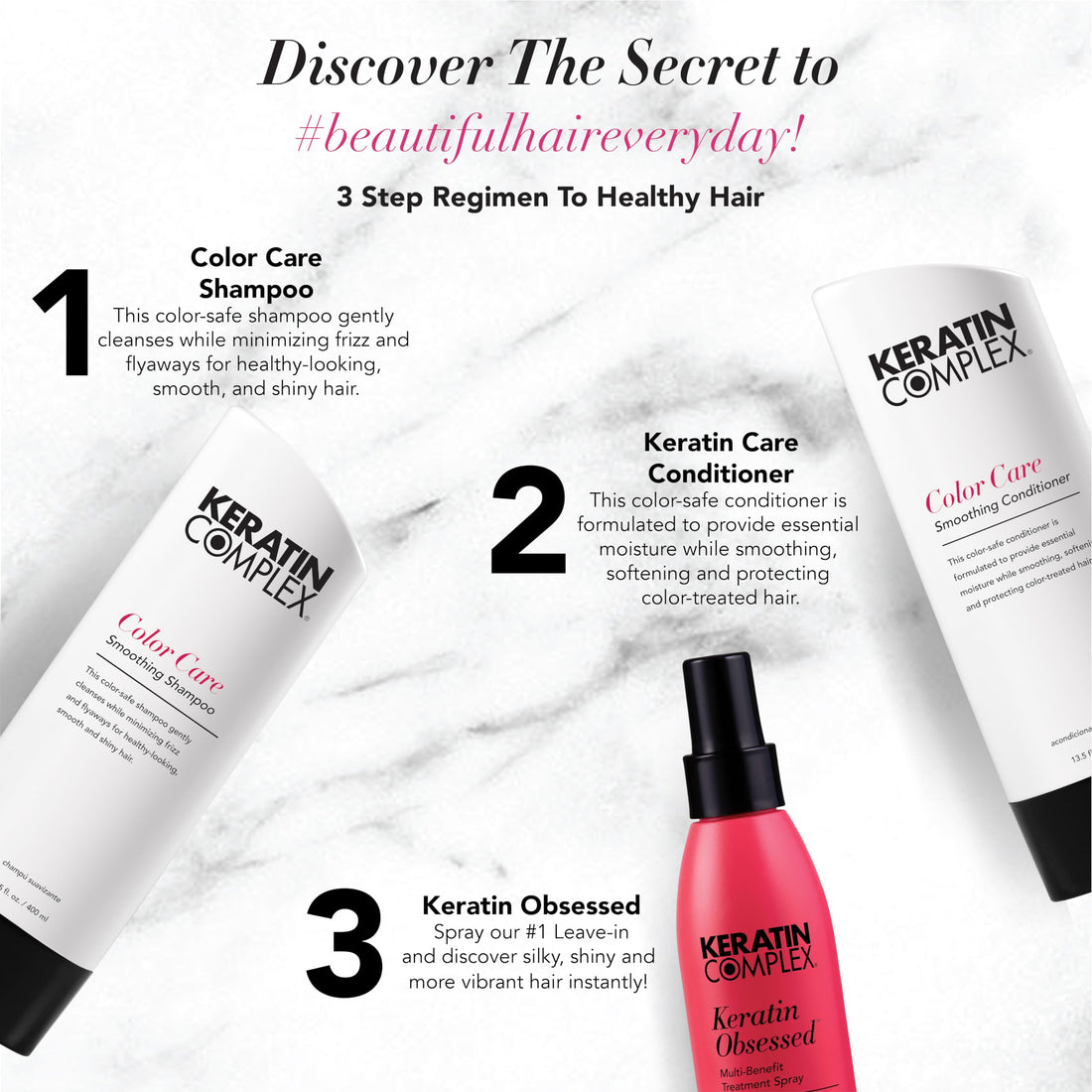 Keratin Complex - KCEXPRESS Treatment Aftercare Kit - 13.5 fl oz Color Care Shampoo, 13.5 fl oz, Color Care Conditioner 13.5 fl oz, Keratin Obsessed