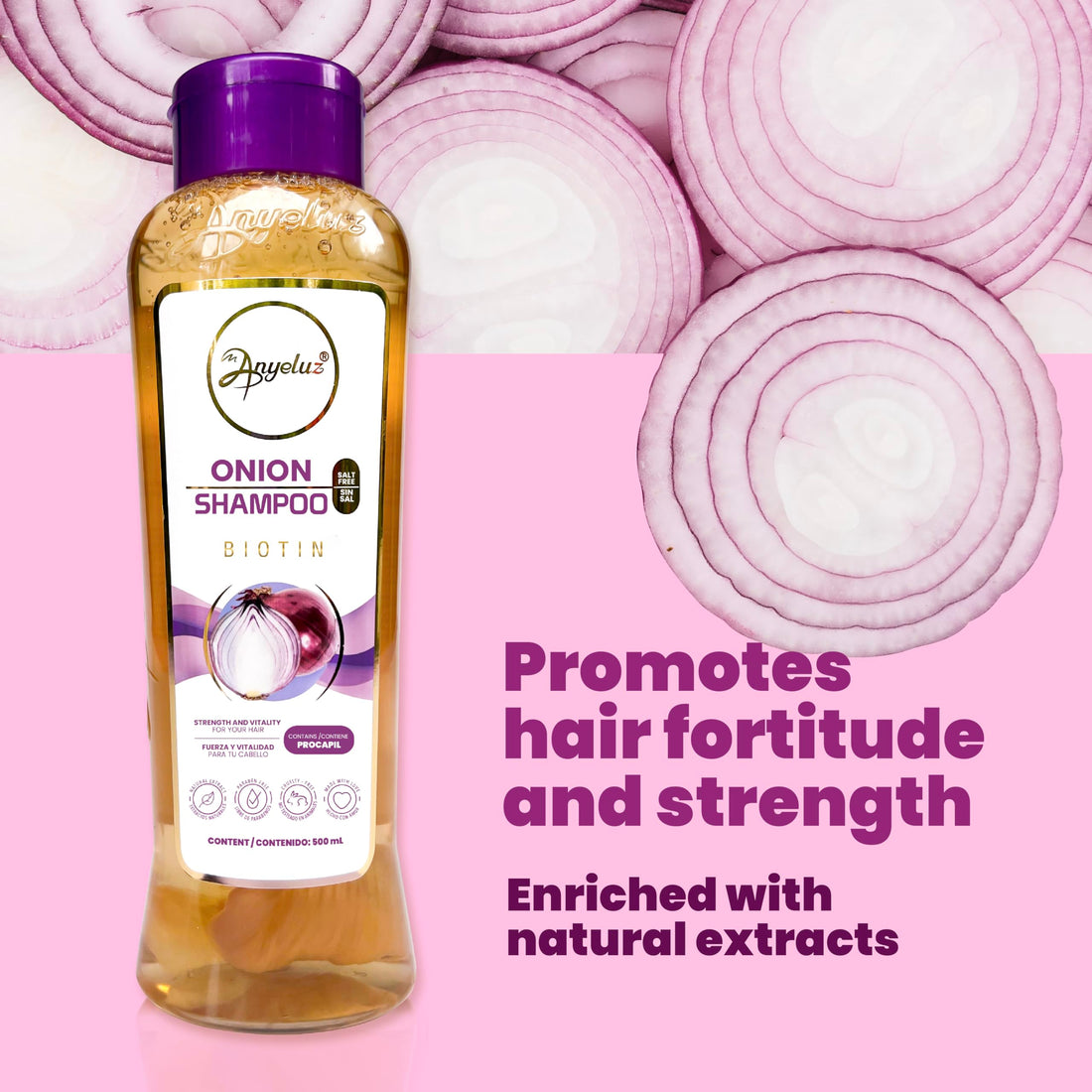 ANYELUZ Onion Shampoo, Conditioner and Hair Mask set, with Onion Extract and Vitamin E, Cleanses and Reduces Oiliness, for all Hair Types