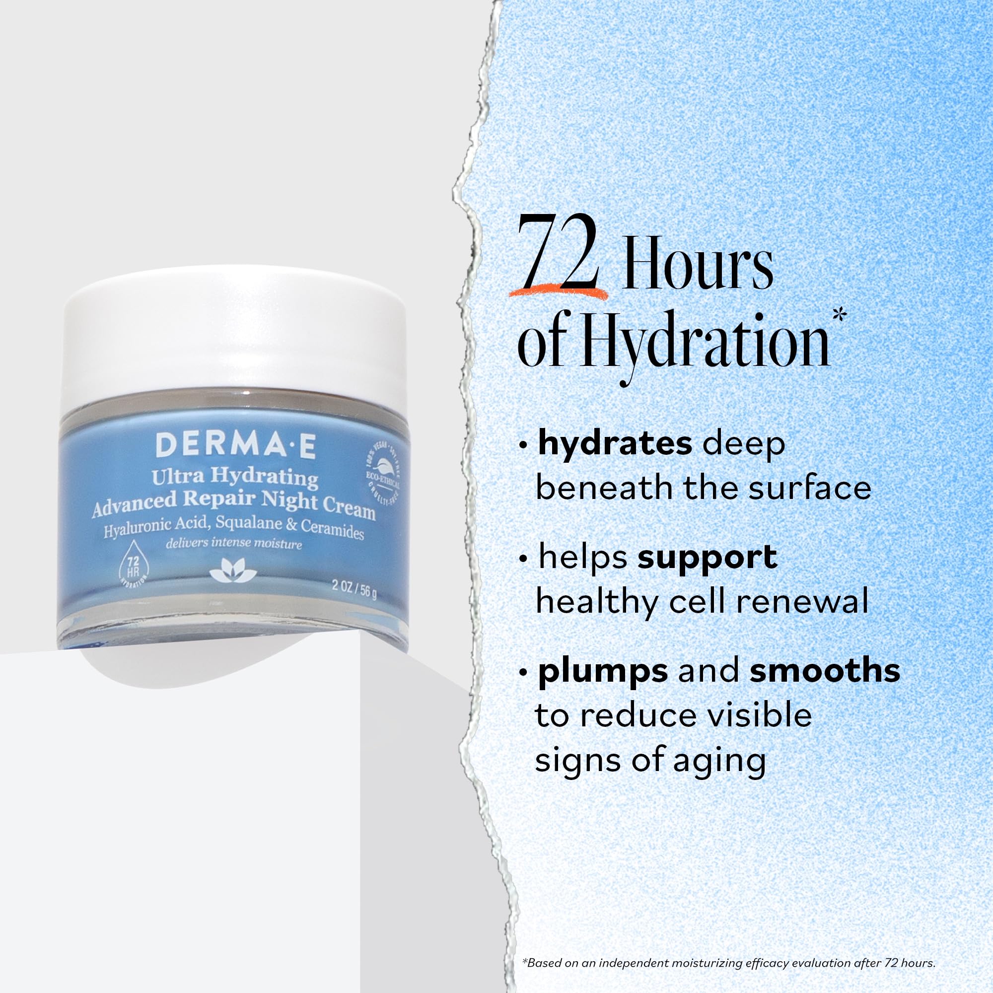 DERMA E Hydrating Night Cream with Hyaluronic Acid 2oz