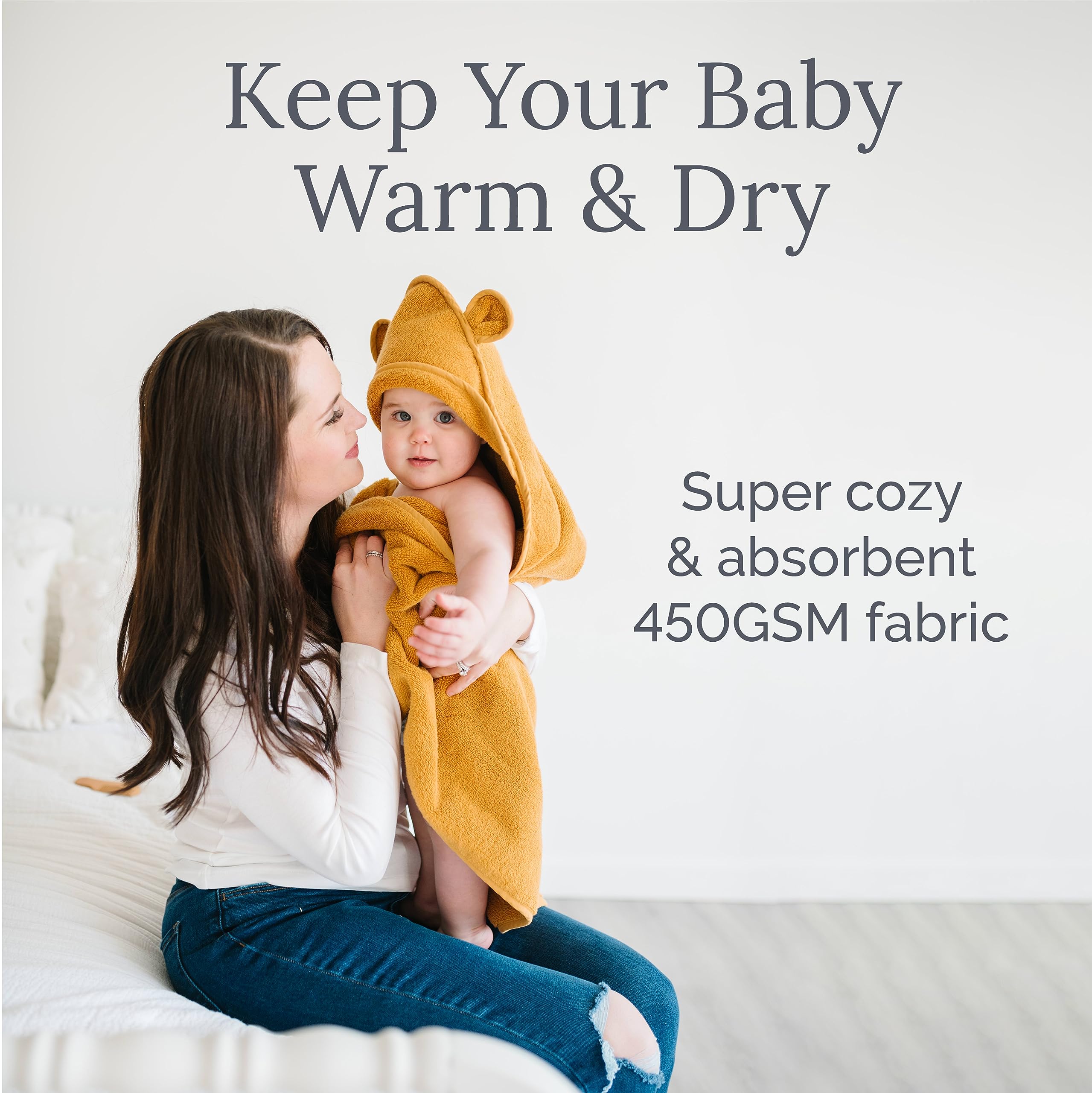 Natemia Premium Hooded Baby Bath Towels - 100% Turkish Organic Cotton, Award Winning Baby Towels with Hood, Soft on Sensitive Skin, Toddler Towel for Boys and Girls, Registry Search