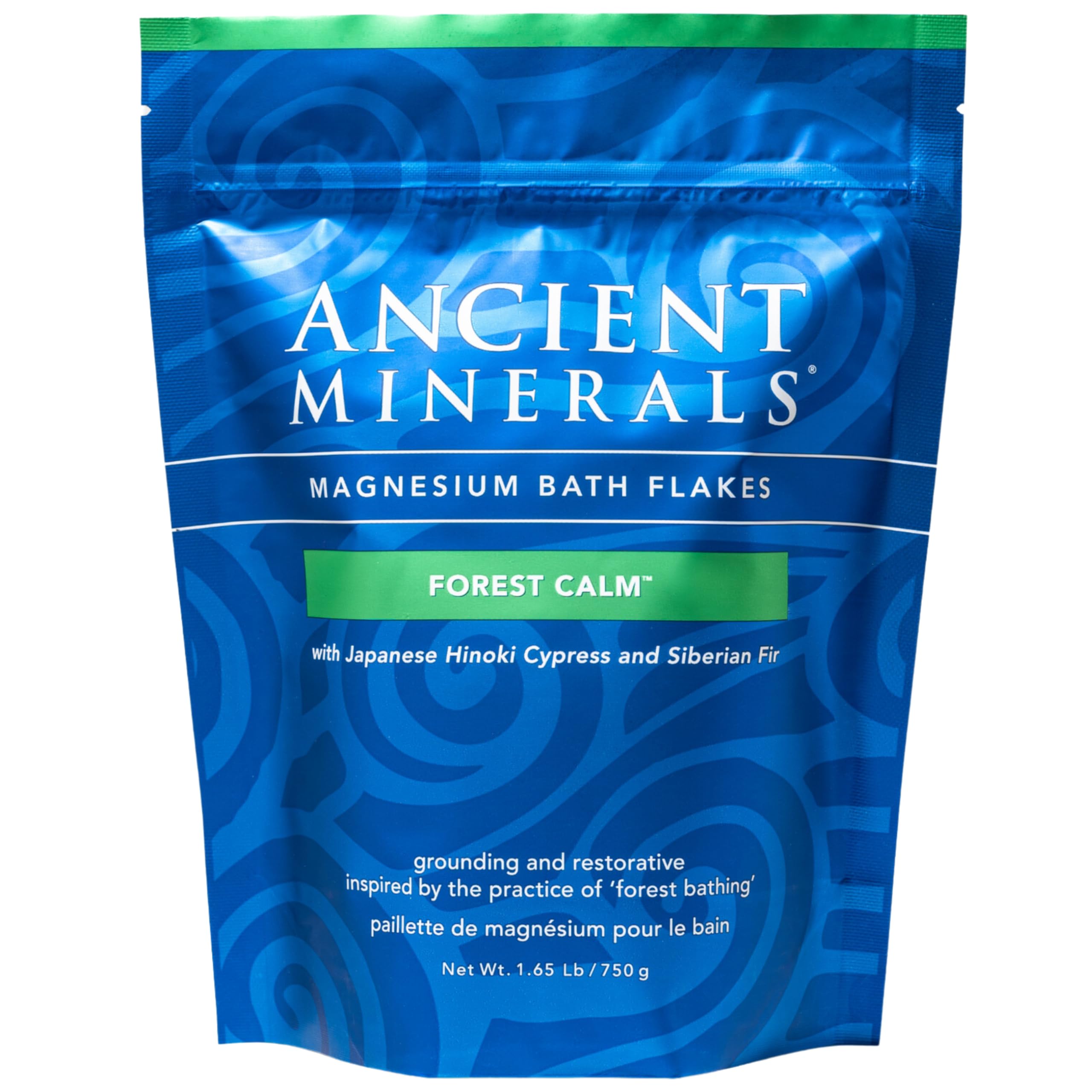 Ancient Minerals Magnesium Bath Flakes Forest Calm - Resealable Magnesium Bag of Zechstein Chloride Alternative to Epsom Bath Salt (1.65 lb)