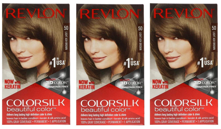 Revlon ColorSilk Hair Color 50 Light Ash Brown 1 EA - Buy Packs and SAVE (Pack of 3)