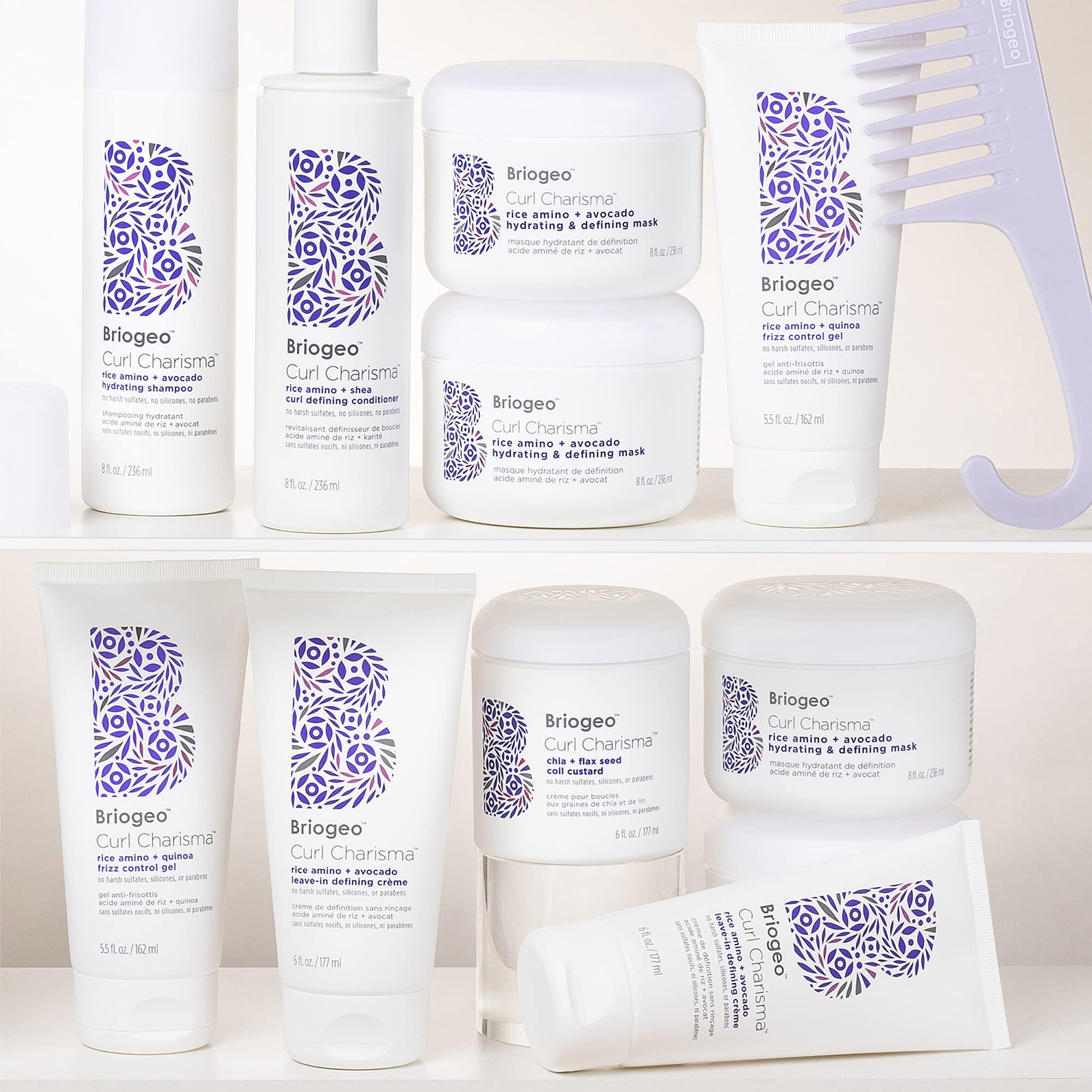 Briogeo Curl Charisma Rice Amino + Avocado Leave-In Defining Crème, Anti Frizz Hair Styling Moisturizer, Leave In Cream for Wavy, Curly, Coily Hair, Boosts Hydration, Vegan, Cruelty-Free, 2 fl oz