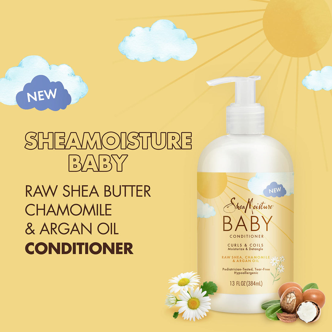 SheaMoisture Baby Conditioner for Curly Hair Raw Shea, Chamomile and Argan Oil Moisturizes and Helps Detangle Delicate Curls and Coils 13 oz