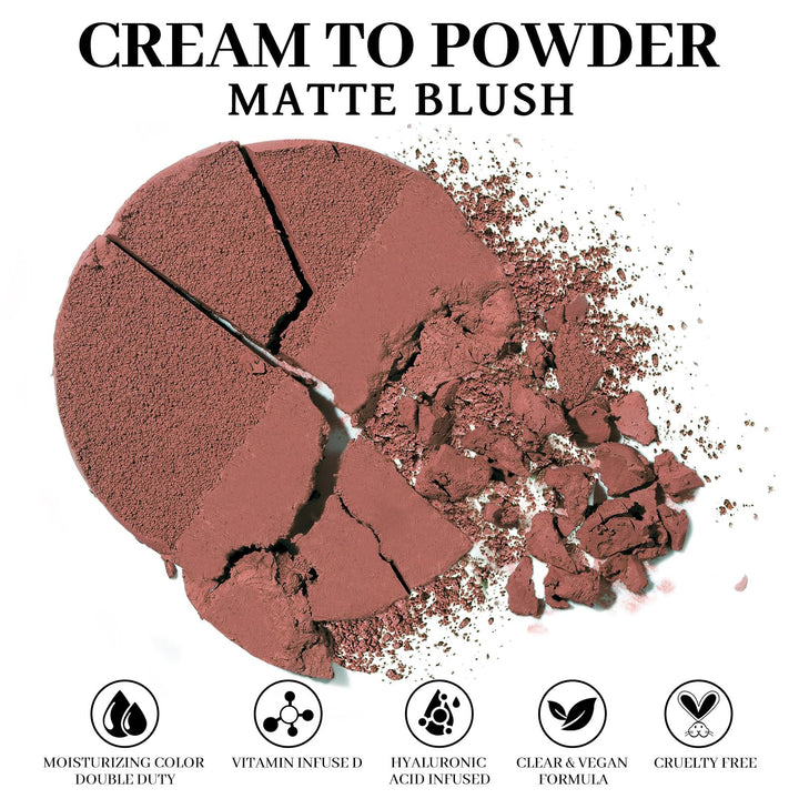 UCANBEMAKEUP Matte Cream-To-Powder Blush Makeup Palette, Highly Pigmented Lightweight Blush for Cheek and Eye, Blendable Flawless Velvety Coverage Face Blushes Make up 0.25 Ounce, Amber