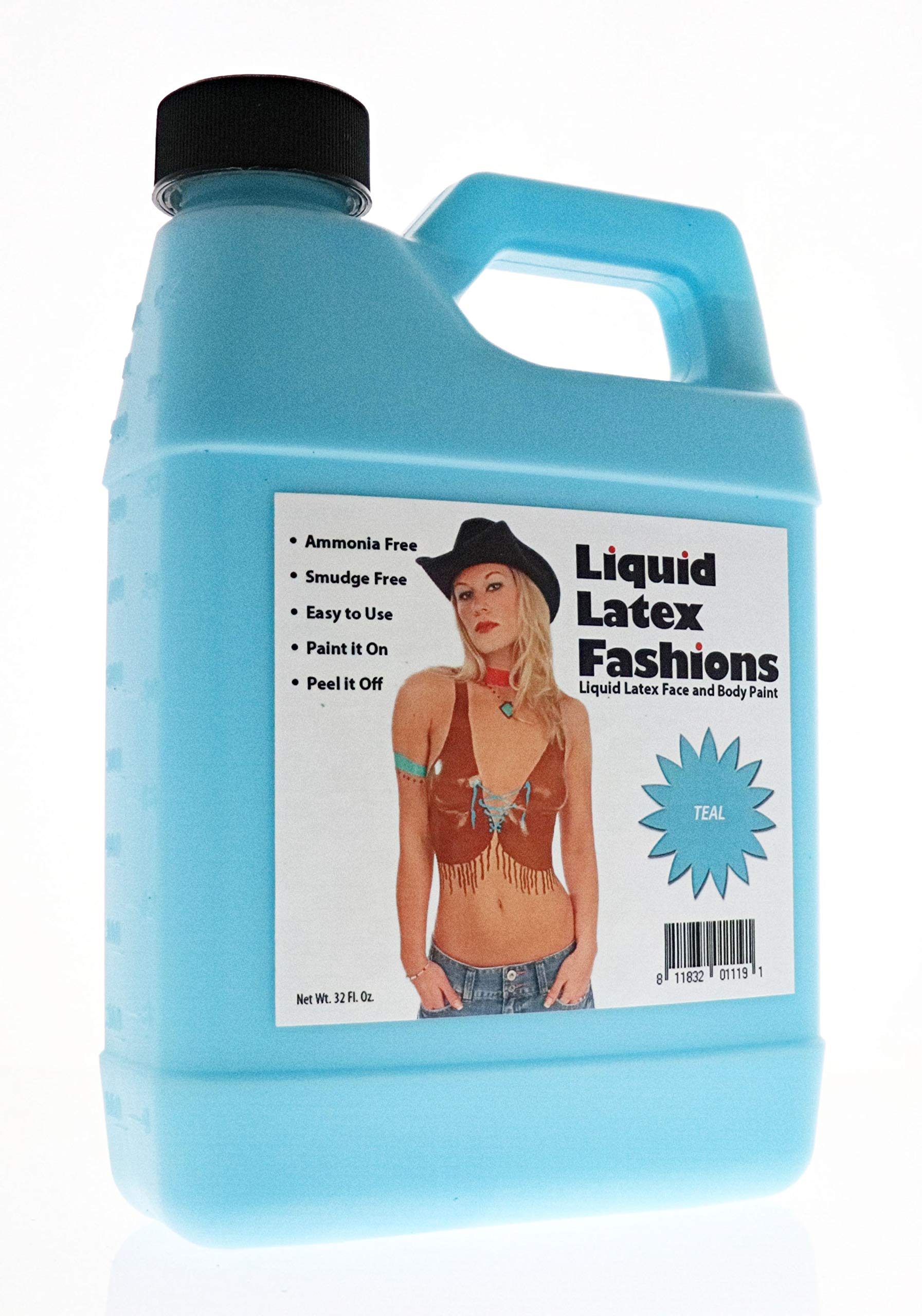 32 Oz. , Teal : Liquid Latex Fashions Ammonia Free Liquid Latex Body Paint - 32oz Teal