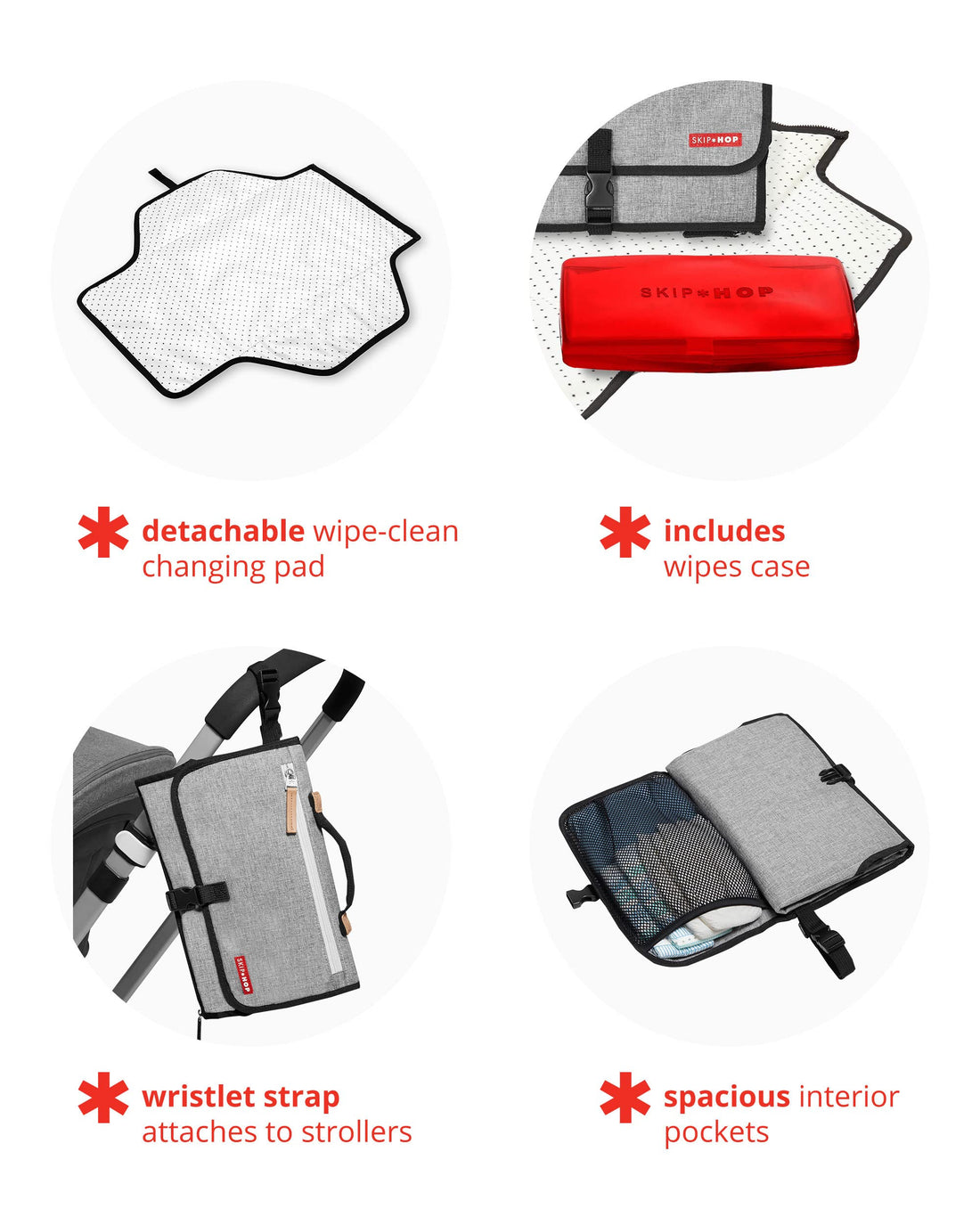 Skip Hop Portable Baby Changing Pad, Pronto, Grey Melange